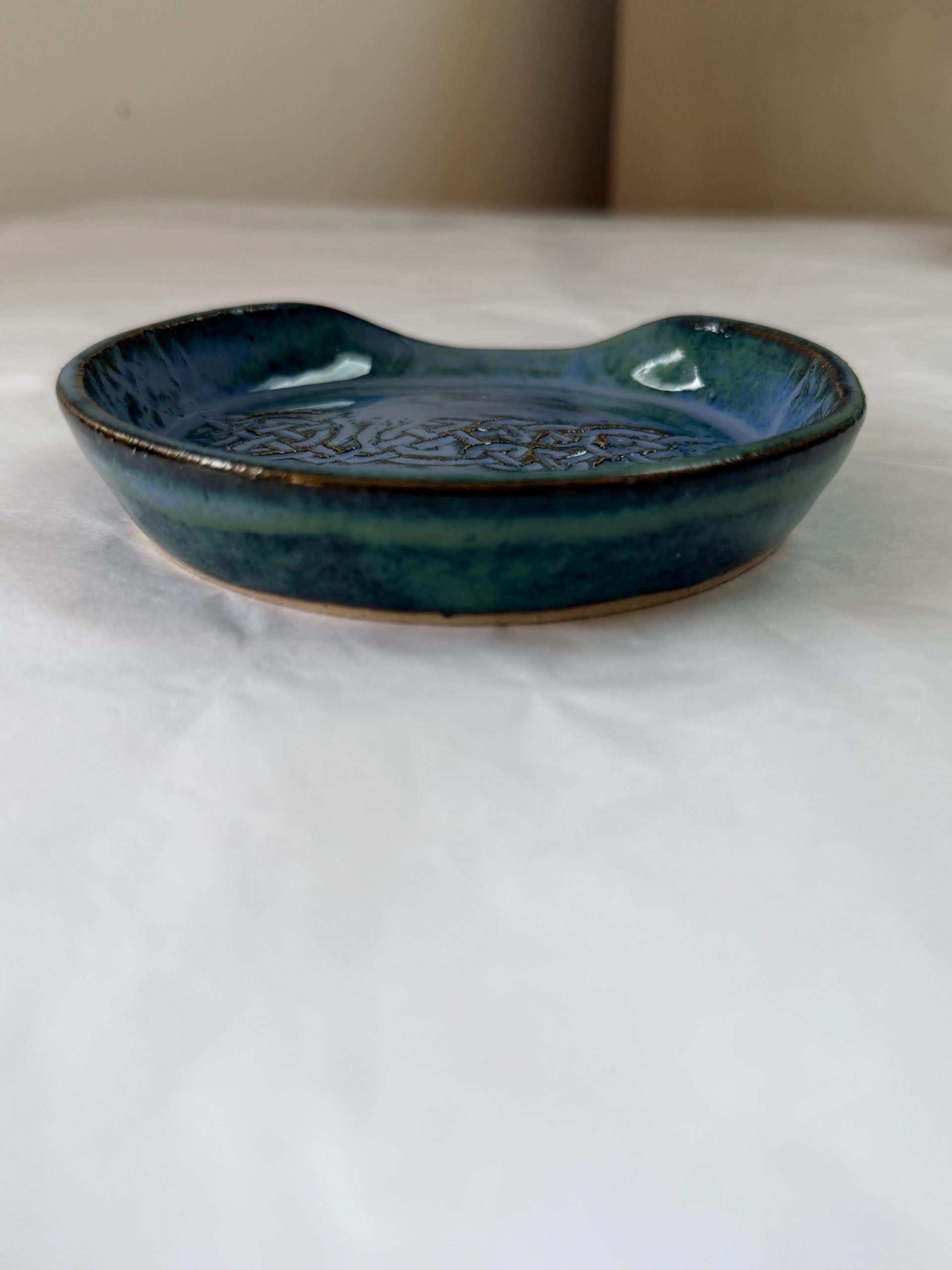 Handmade Ceramic Spoon holder: Celtic Design, blue - Image 7