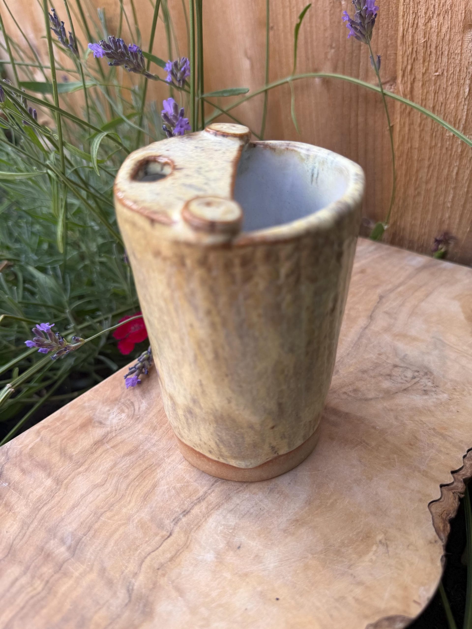 Handmade Stoneware Travel Mug, Reusable Pottery Coffee Cup, Beige Glaze - Image 7