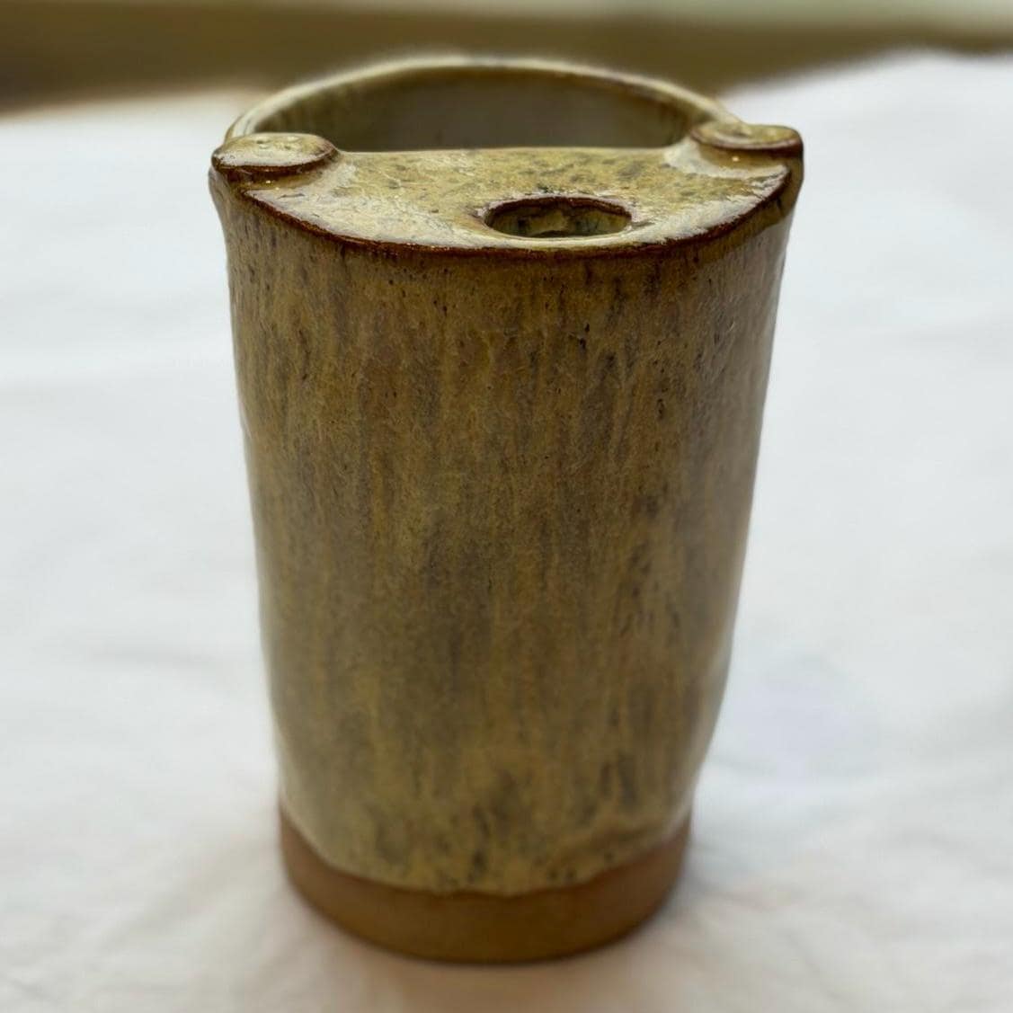 Handmade Stoneware Travel Mug, Reusable Pottery Coffee Cup, Beige Glaze - Image 10