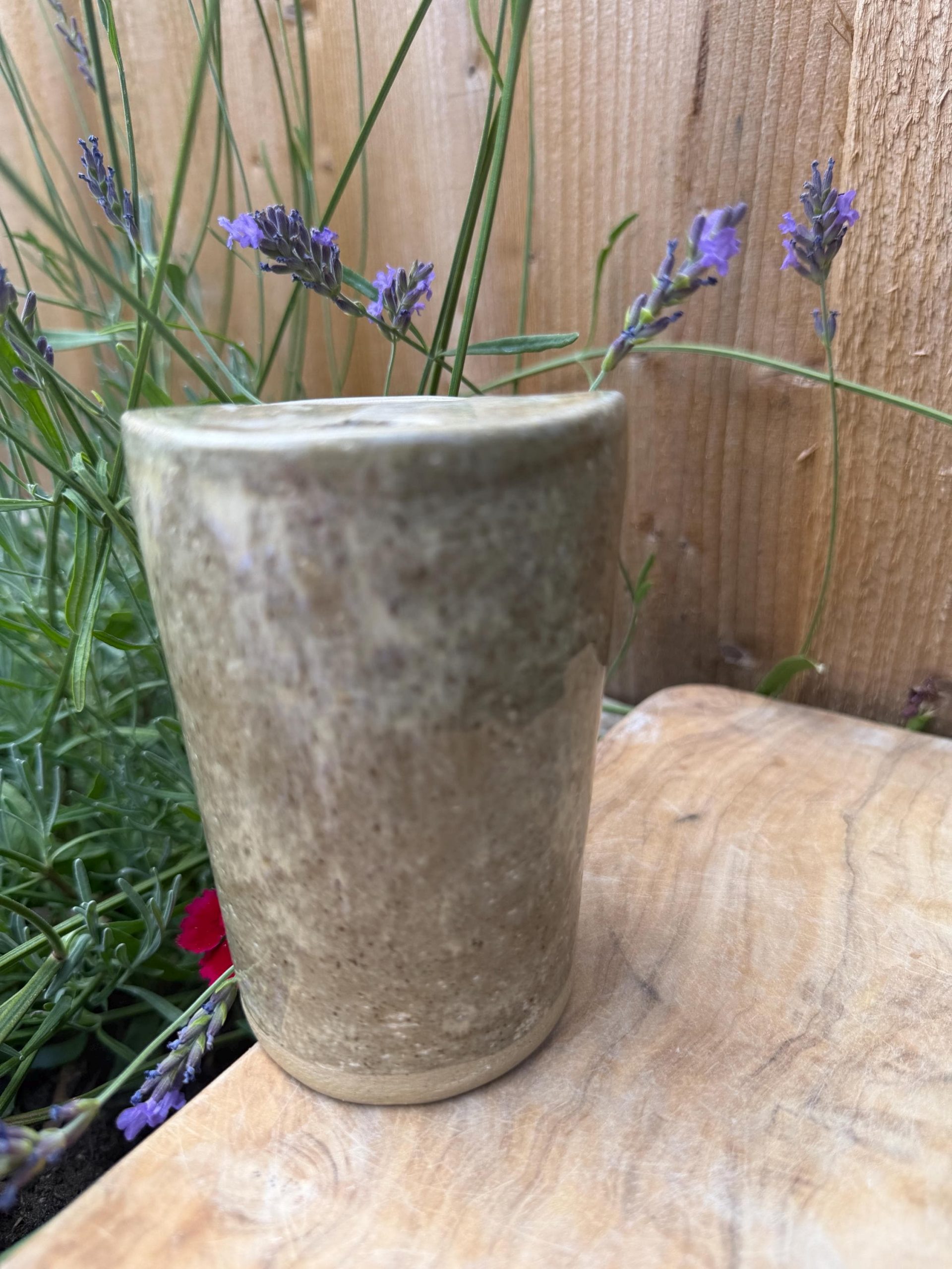 Handmade Stoneware Travel Mug with Metal Straw, Reusable Ceramic Tumbler