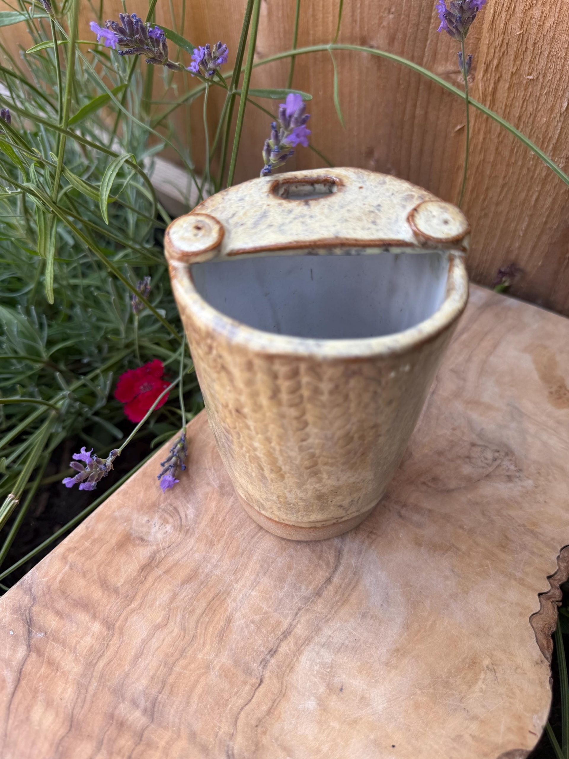 Handmade Stoneware Travel Mug, Reusable Pottery Coffee Cup, Beige Glaze