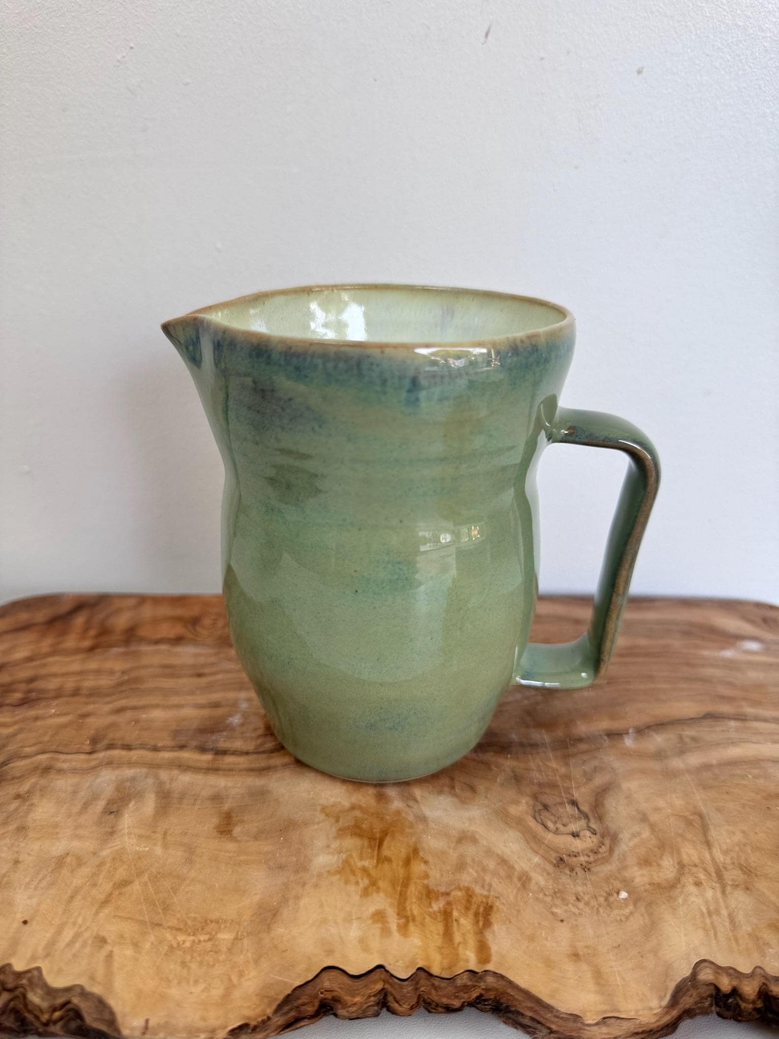 Jug handmade Light Green and Yellow,12cm for milk, gravy