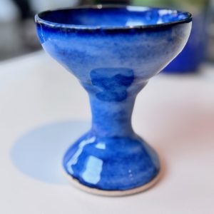 Handmade Blue Stoneware Chalice: Unique Ceramic Goblet, wine glass, ice cream cup