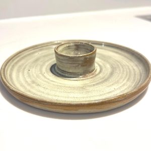 Handmade Ceramic Egg Cup & Toast Soldier Plate, Cream Stoneware Breakfast Egg Holder