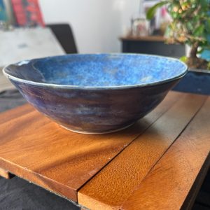 Handmade Blue Speckled Stoneware Bowl, Wheel-Thrown Ceramic Pottery (18cm)