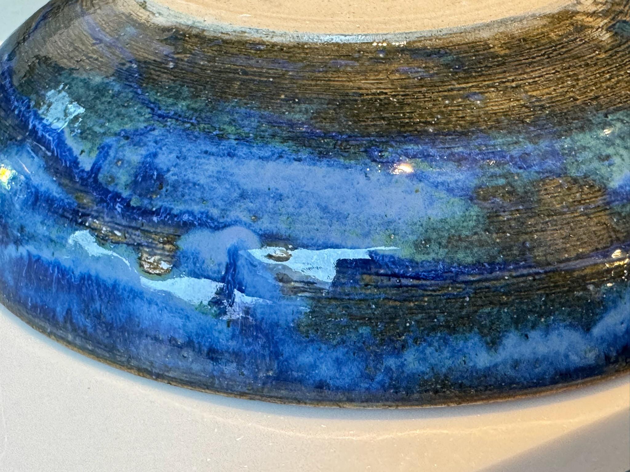 Hand Thrown Deep Orange/Blue Ceramic Bowl: Stoneware Pottery - Image 6