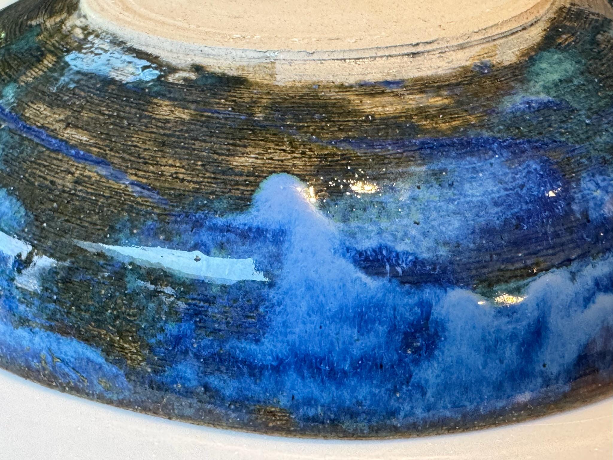 Hand Thrown Deep Orange/Blue Ceramic Bowl: Stoneware Pottery - Image 7