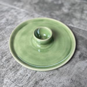 Handmade Stoneware Egg Cup with Saucer | Cream Breakfast Pottery Holder
