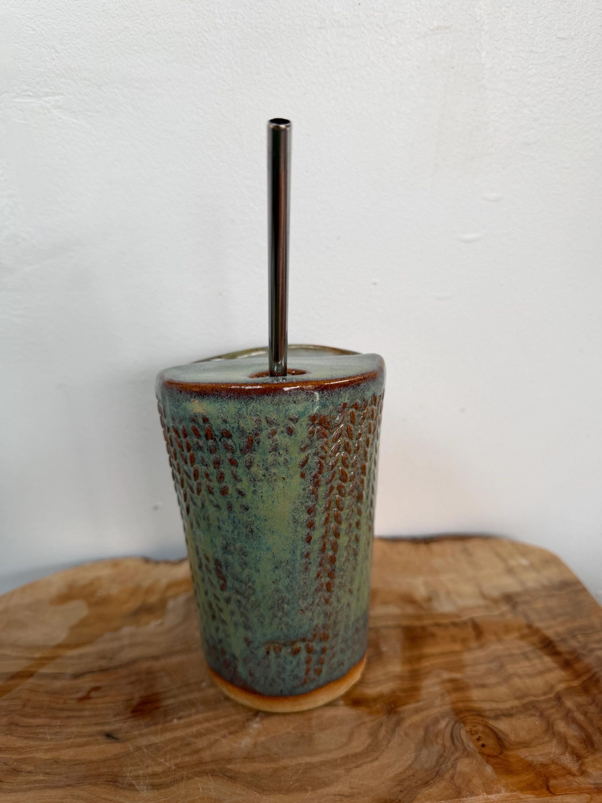 Handmade Ceramic Travel Mug with Metal Straw – Reusable Stoneware Cup for Coffee, Tea, & Smoothies - Image 15
