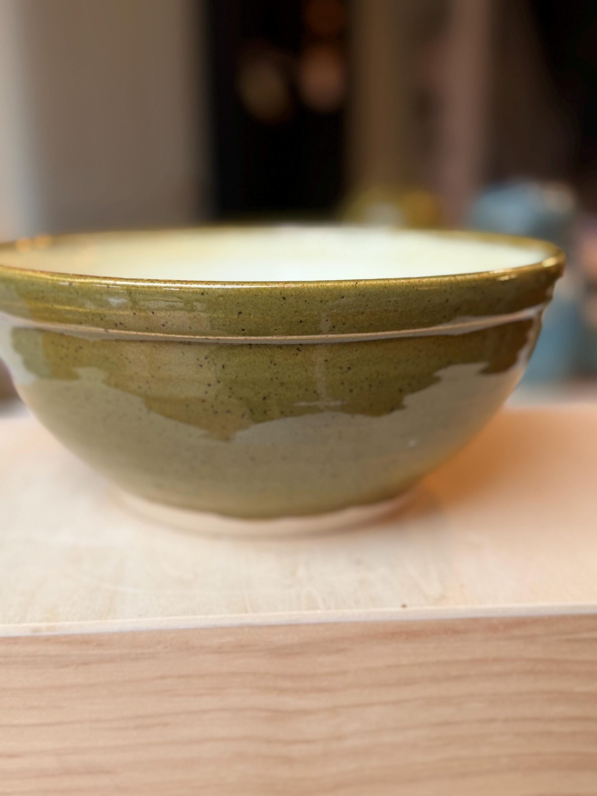 Hand Thrown Stoneware Ceramic Kitchen Mixing Bowls: Green and Cream Pottery - 1.2, 1.5, & 3 liter - Image 14