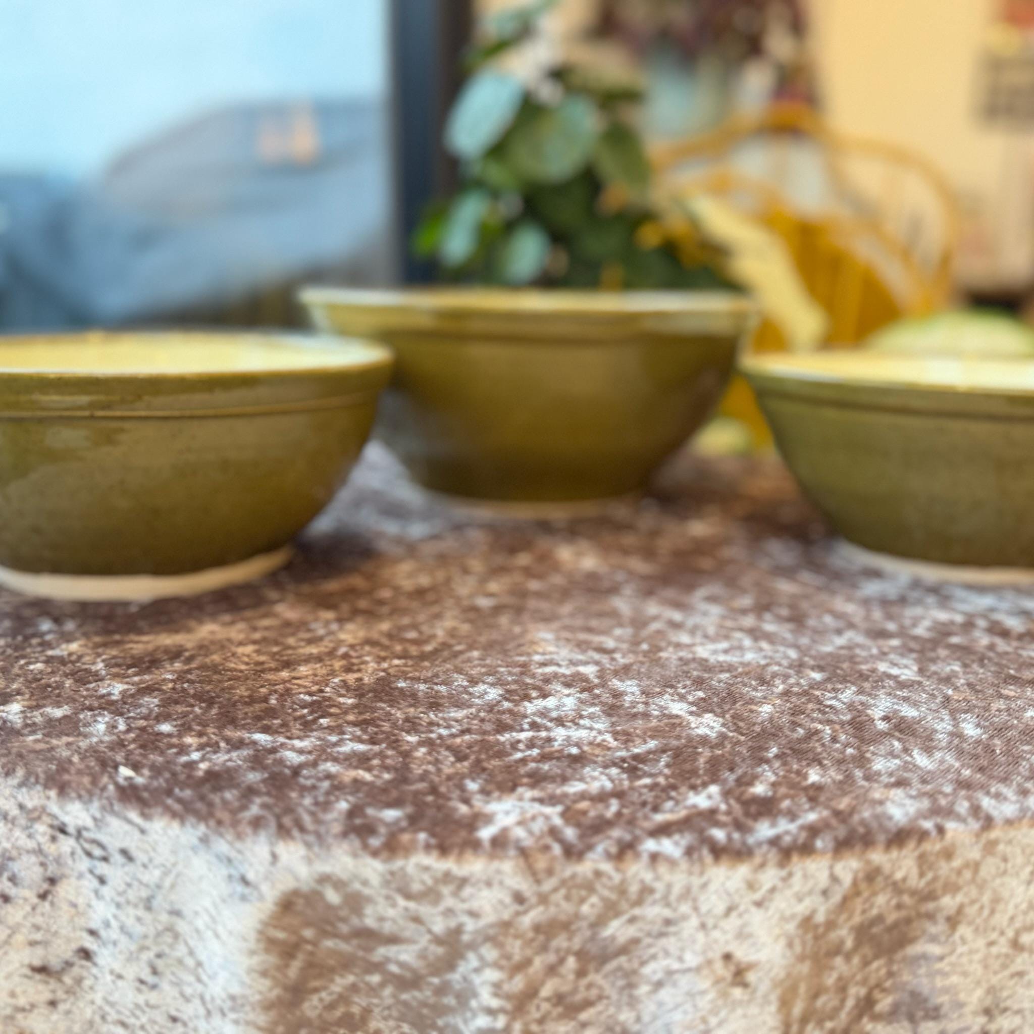 Hand Thrown Stoneware Ceramic Kitchen Mixing Bowls: Green and Cream Pottery - 1.2, 1.5, & 3 liter - Image 4
