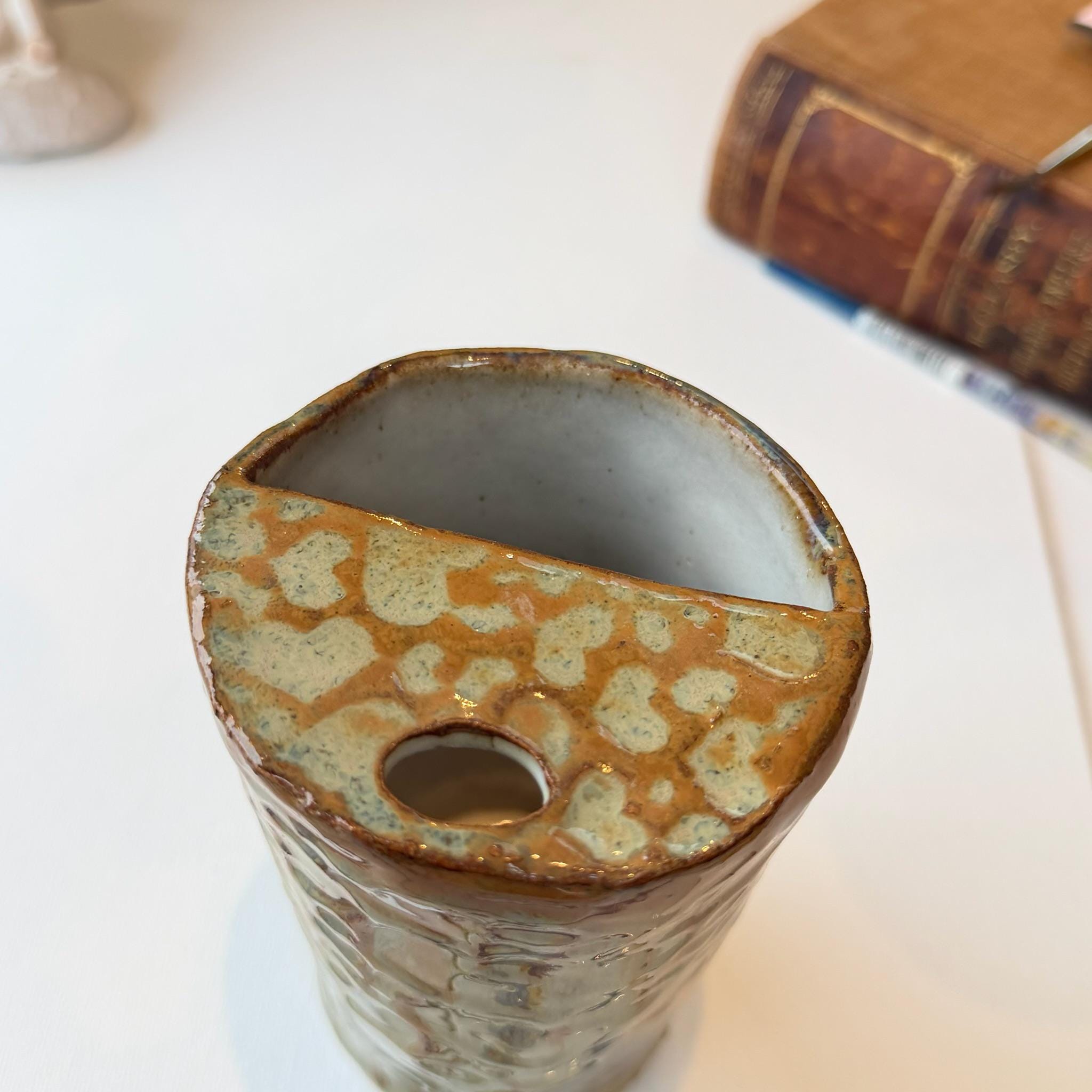 Metal Straw and big coffee cup, reusable, eco freindly, Brown Beige Glaze - Image 3