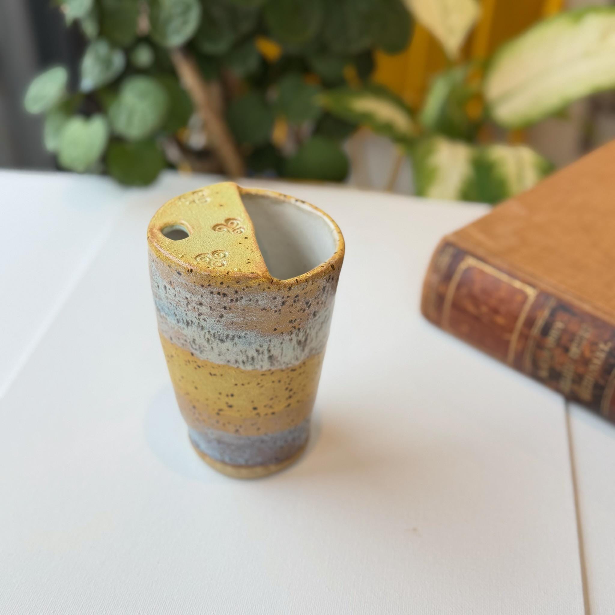 Handmade Pottery Travel Mug with Metal Straw, Reusable Stoneware Cup for Coffee, Tea, & Smoothies - Image 3