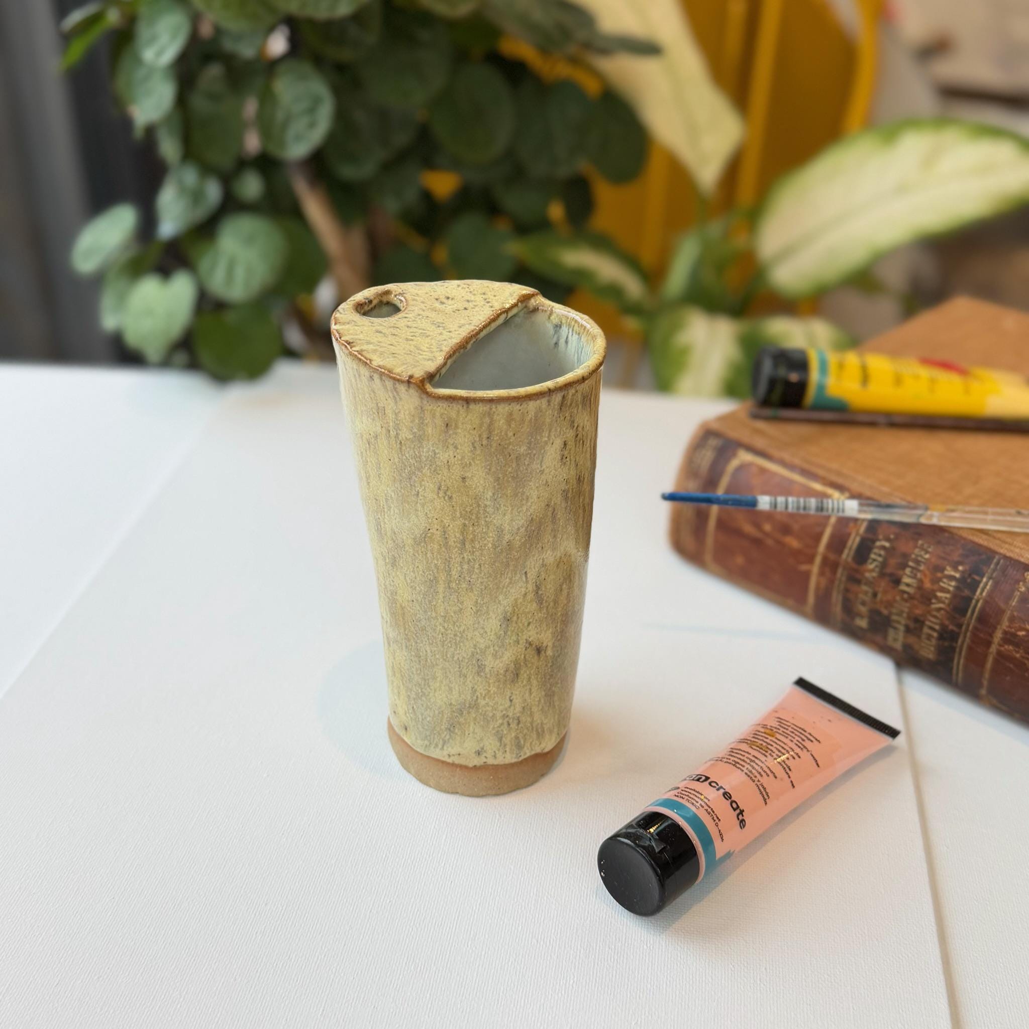 Travel Mug with Metal Straw, Cotswolds Pottery, hot chocolate water smoothie cup - Image 2