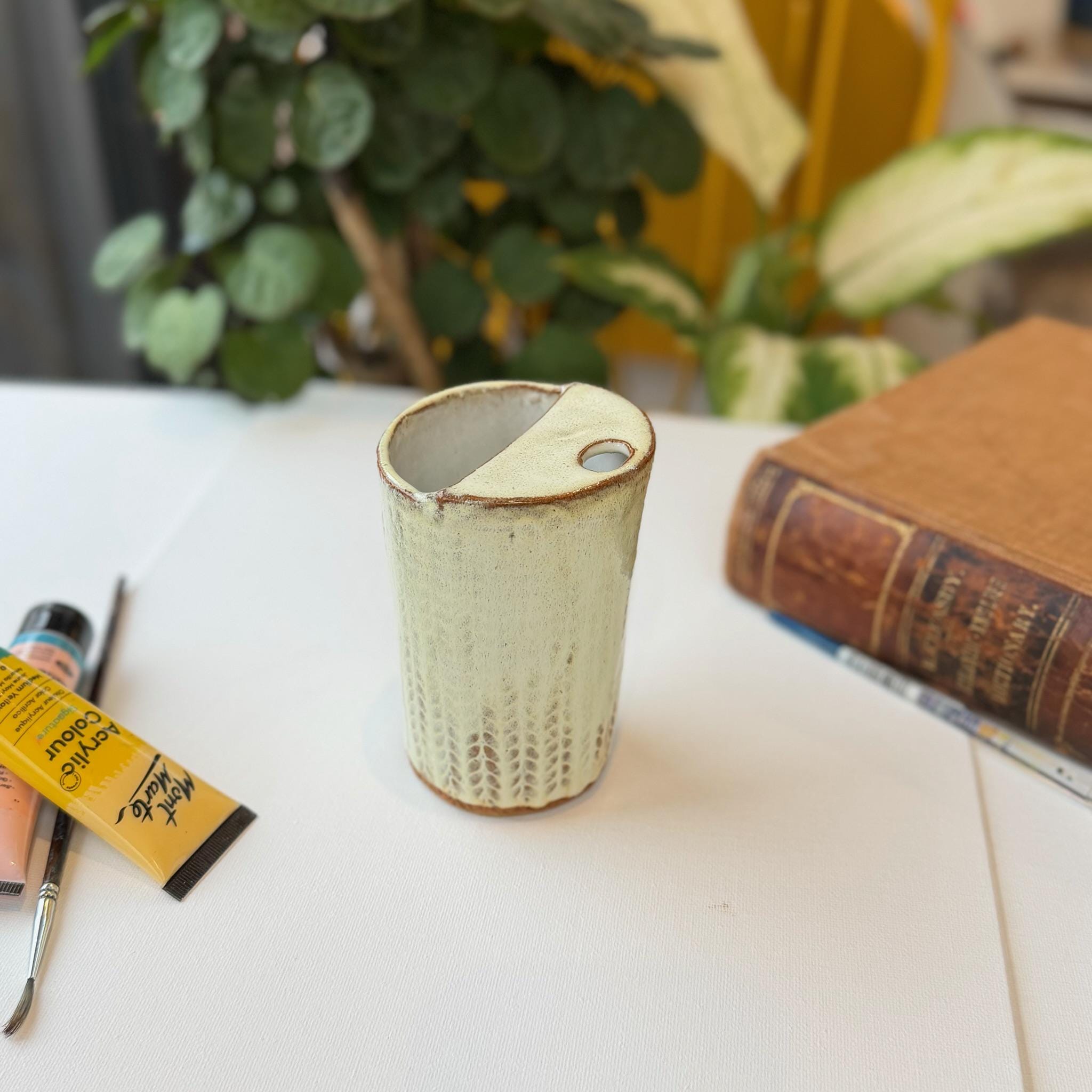 Pottery Travel Mug, Cream, Tea/Coffee cup