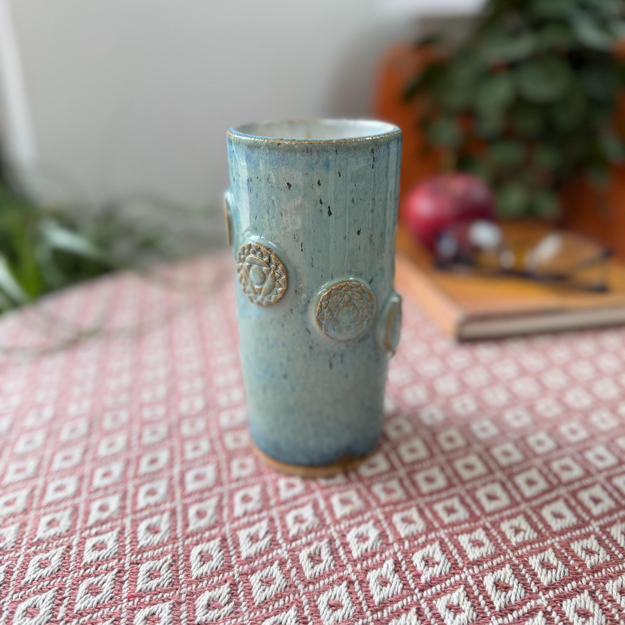 Handmade Chakra Ceramic coffee, tea, matcha Travel Mug – Stoneware Cup - Image 3