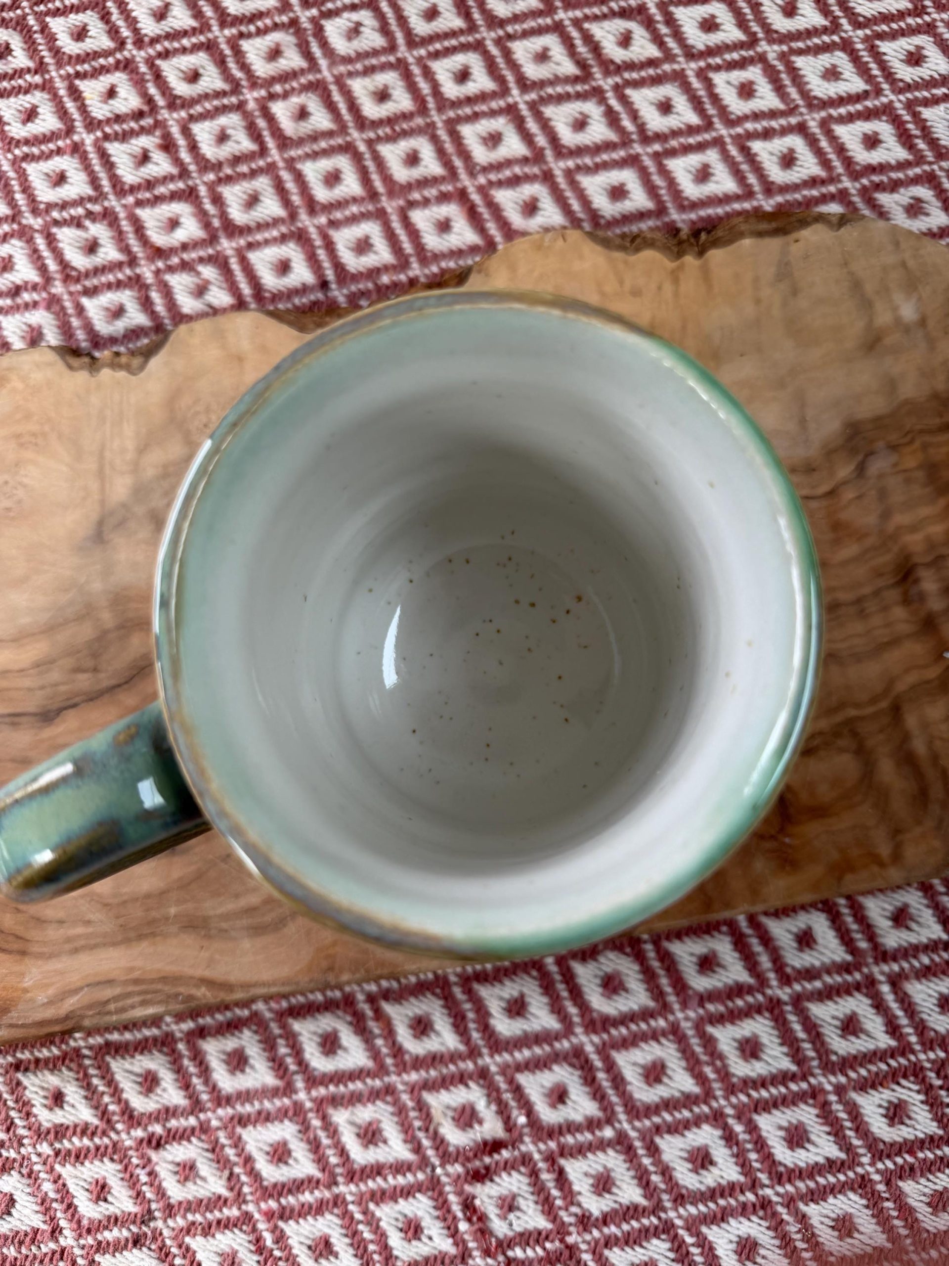 Handmade Green Stoneware Mug, Unique Glaze Coffee Cup, Artisan Pottery - Image 13