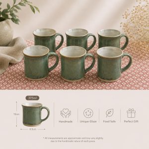 Handmade Green Stoneware Mug, Unique Glaze Coffee Cup,  Artisan Pottery