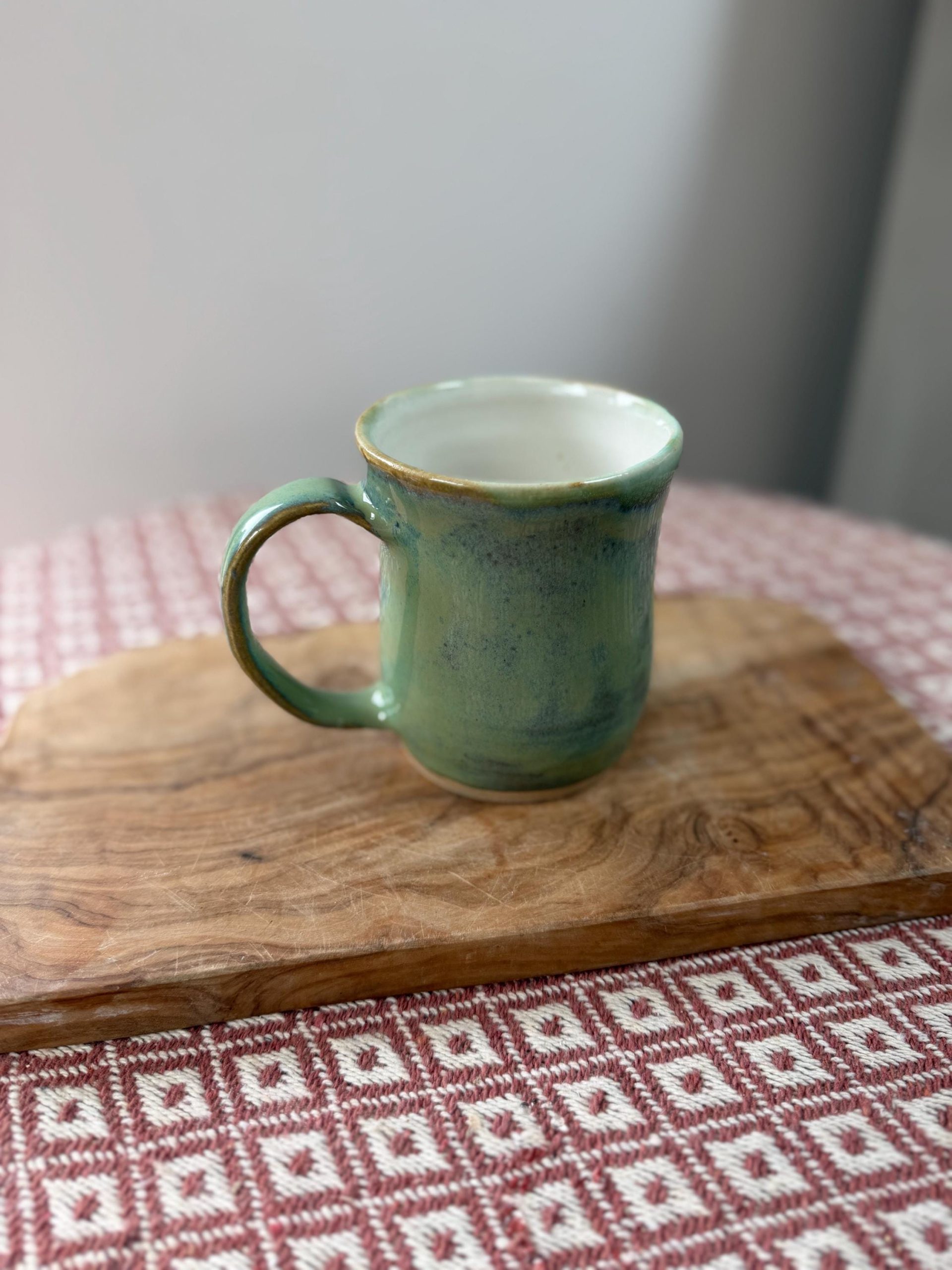 Handmade Green Stoneware Mug, Unique Glaze Coffee Cup, Artisan Pottery - Image 18
