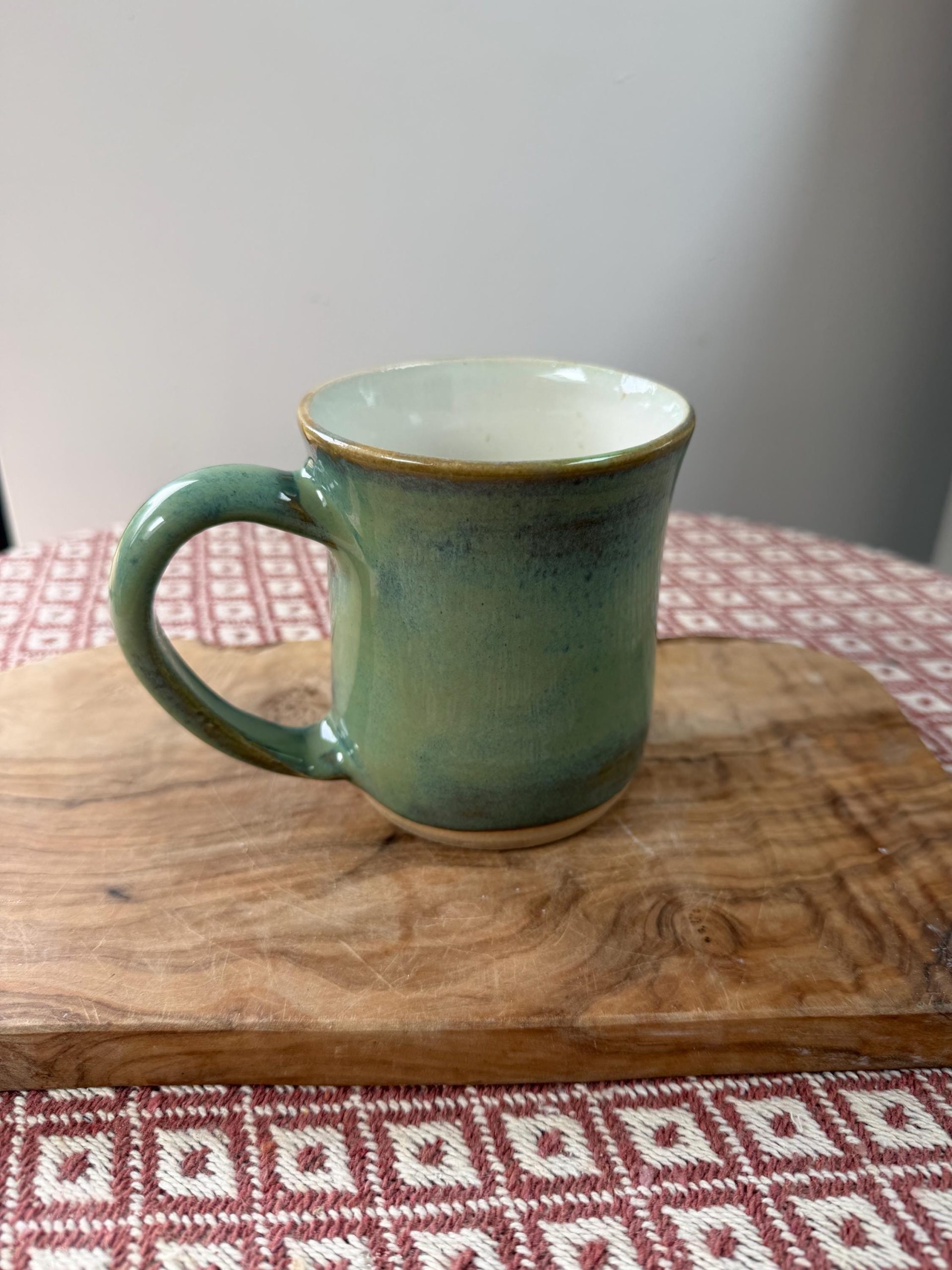 Handmade Green Stoneware Mug, Unique Glaze Coffee Cup, Artisan Pottery - Image 12
