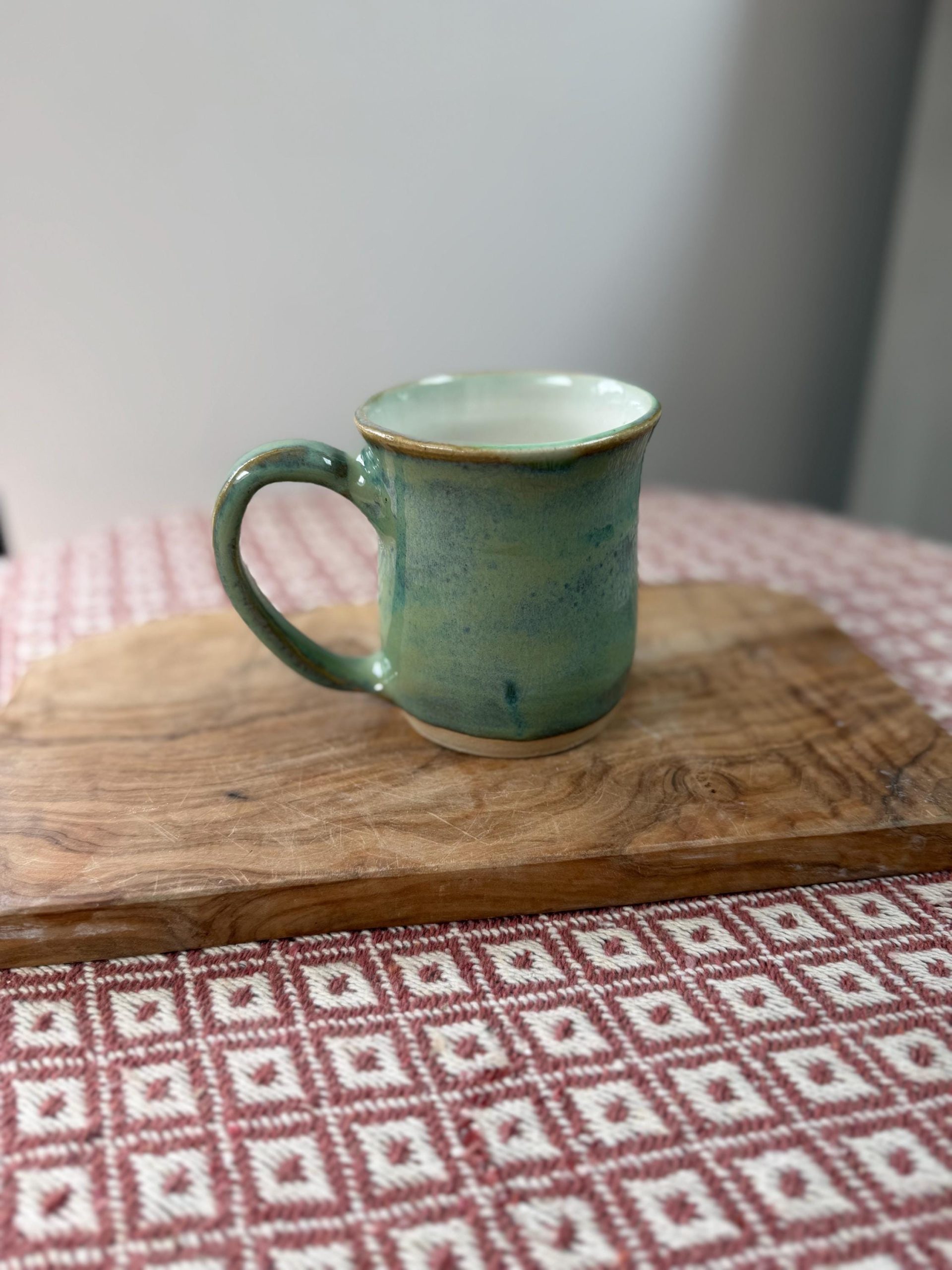 Handmade Green Stoneware Mug, Unique Glaze Coffee Cup, Artisan Pottery - Image 20