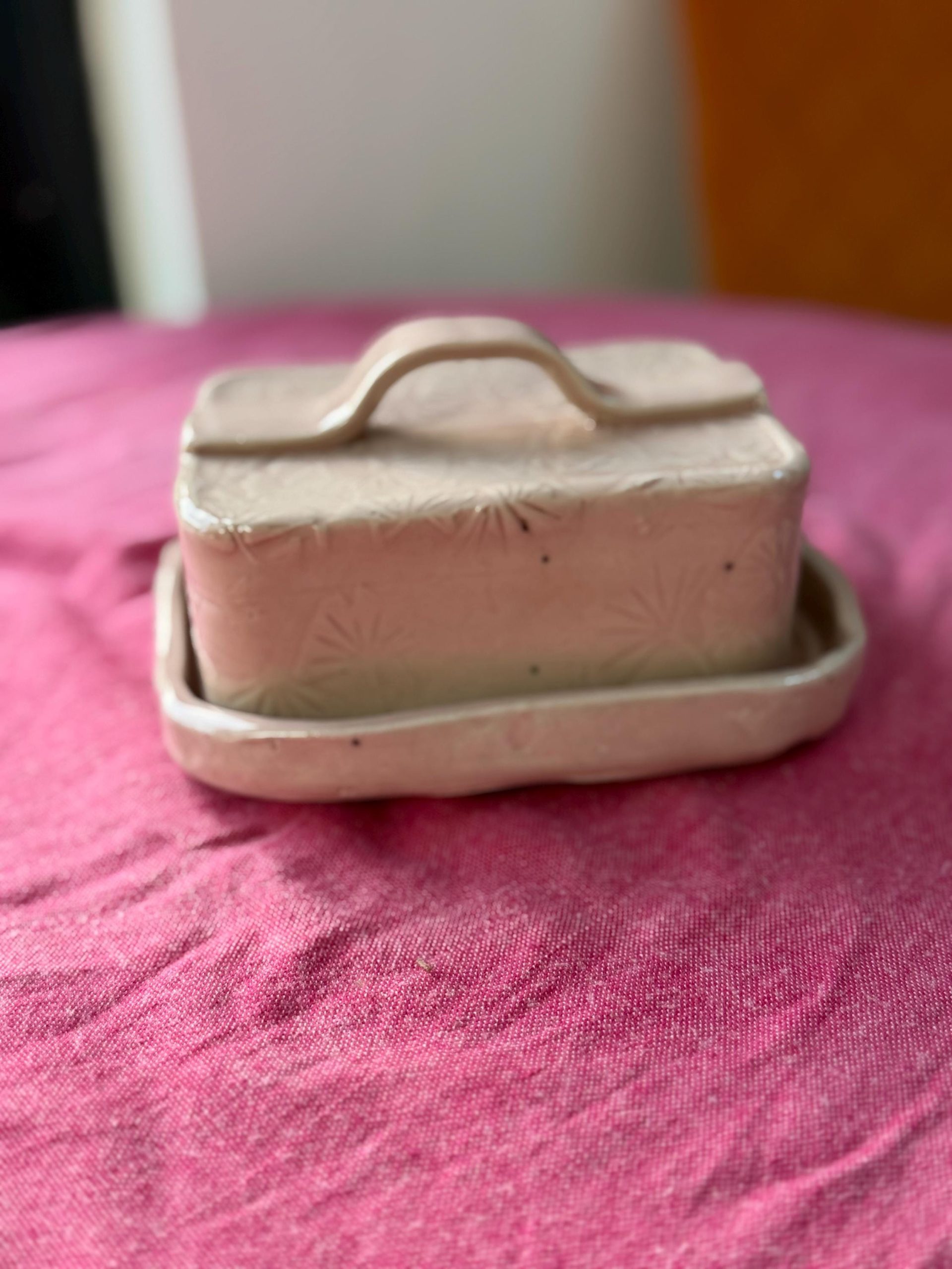 Handmade Butter/ cheese/Pate Dish pink - Image 6