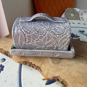Butter Dish with lid handmade  lavender