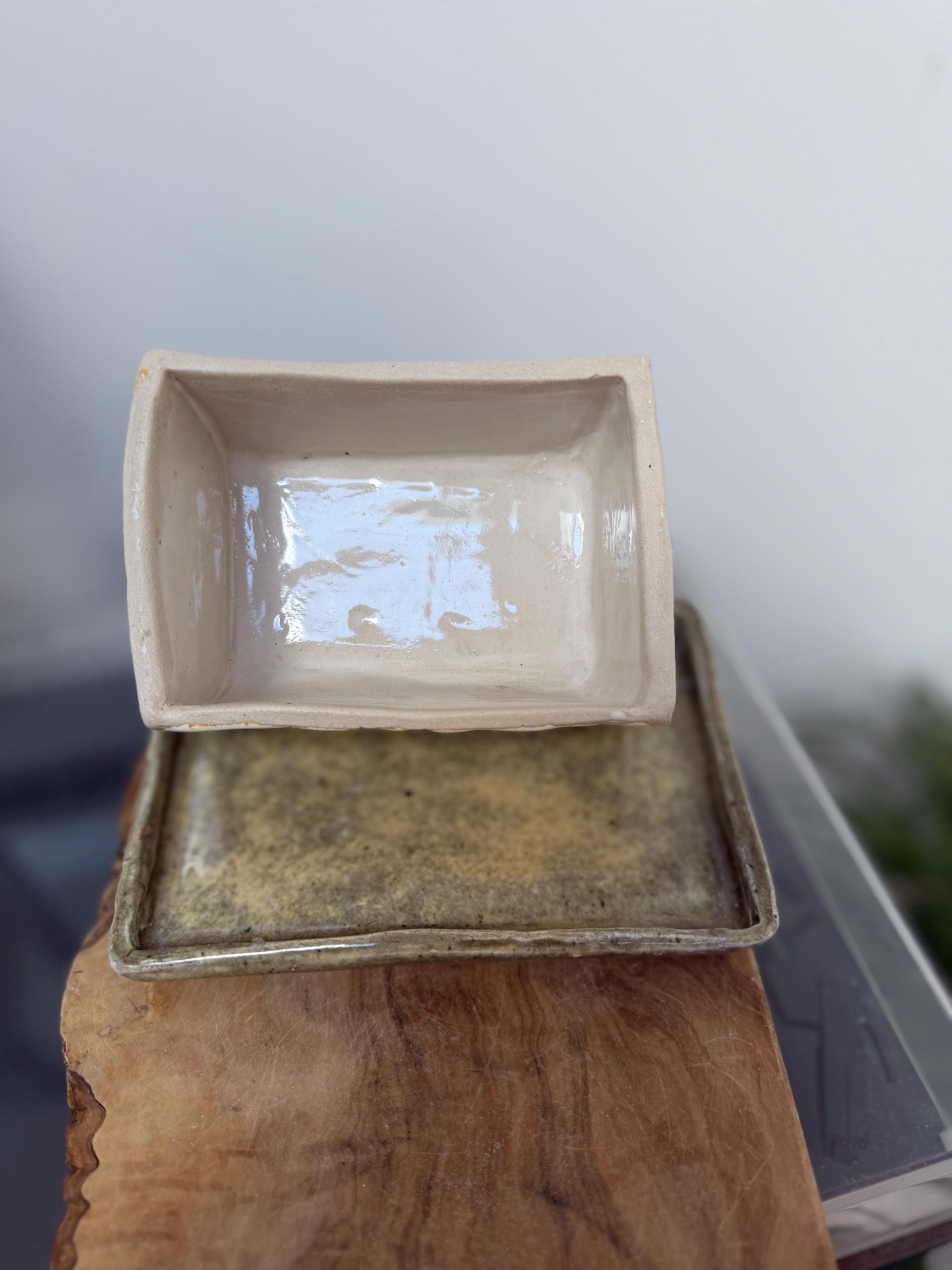 Handmade Ceramic Butter Dish cream - Image 4