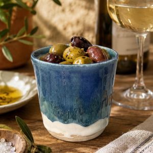 Hand-Thrown Espresso Cup | Blue Dream Stoneware Olive Bowl, Dip Pot