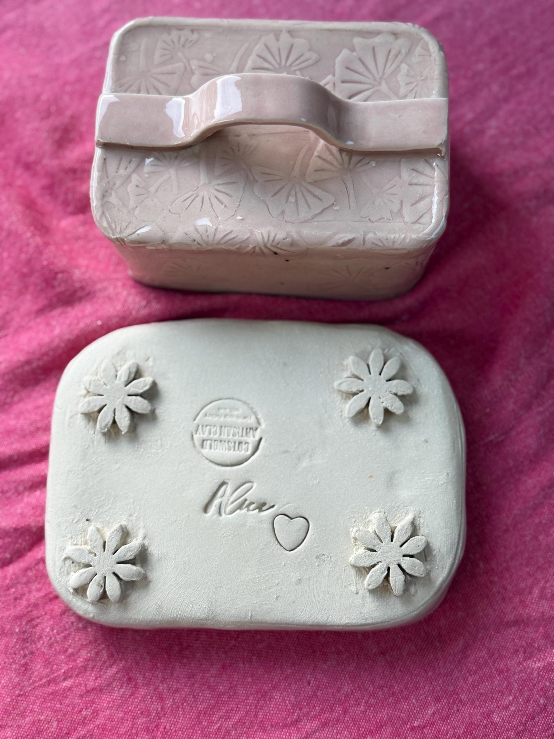 Handmade Butter/ cheese/Pate Dish pink - Image 9