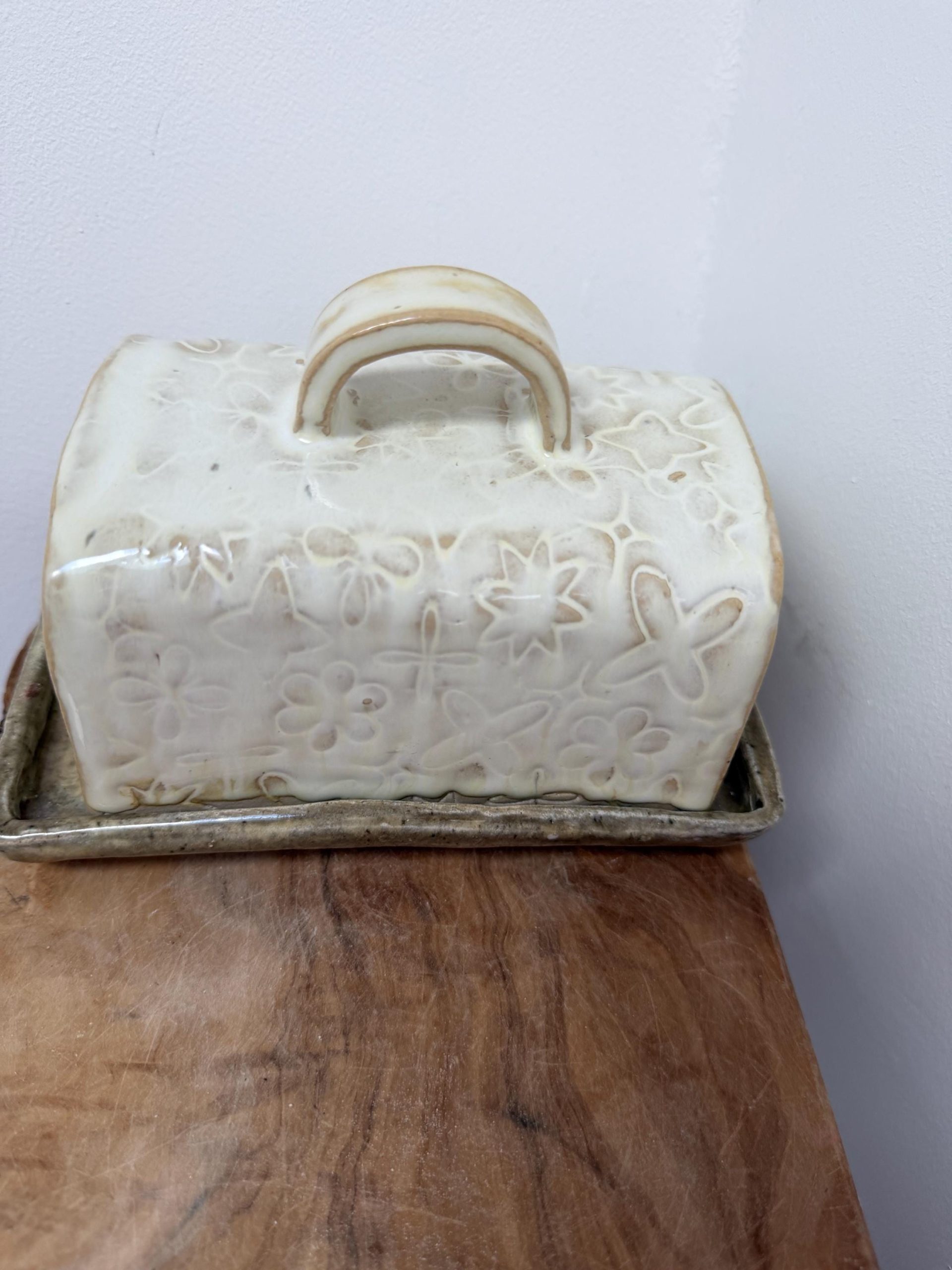Handmade Ceramic Butter Dish cream - Image 7