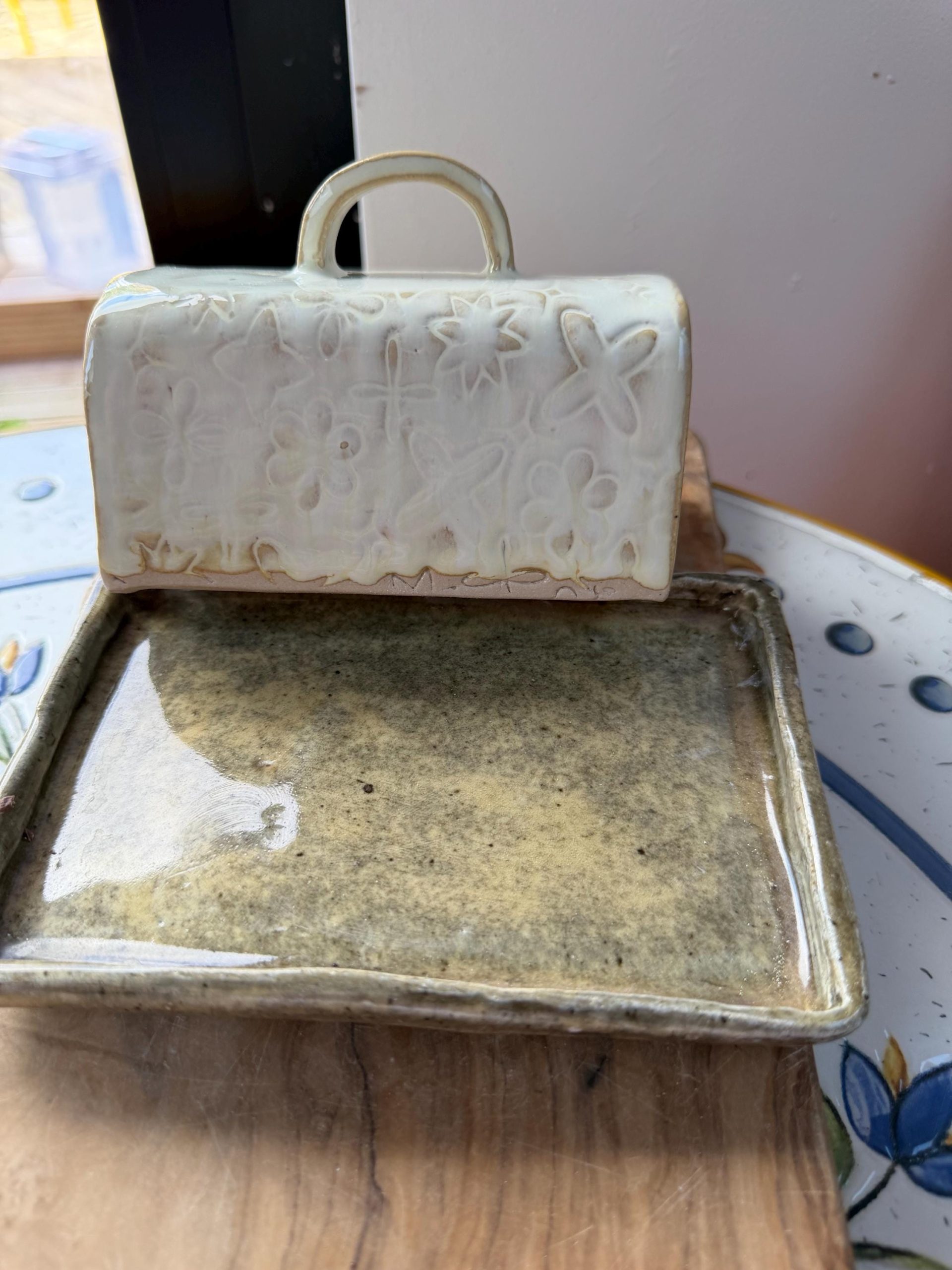 Handmade Ceramic Butter Dish cream - Image 3