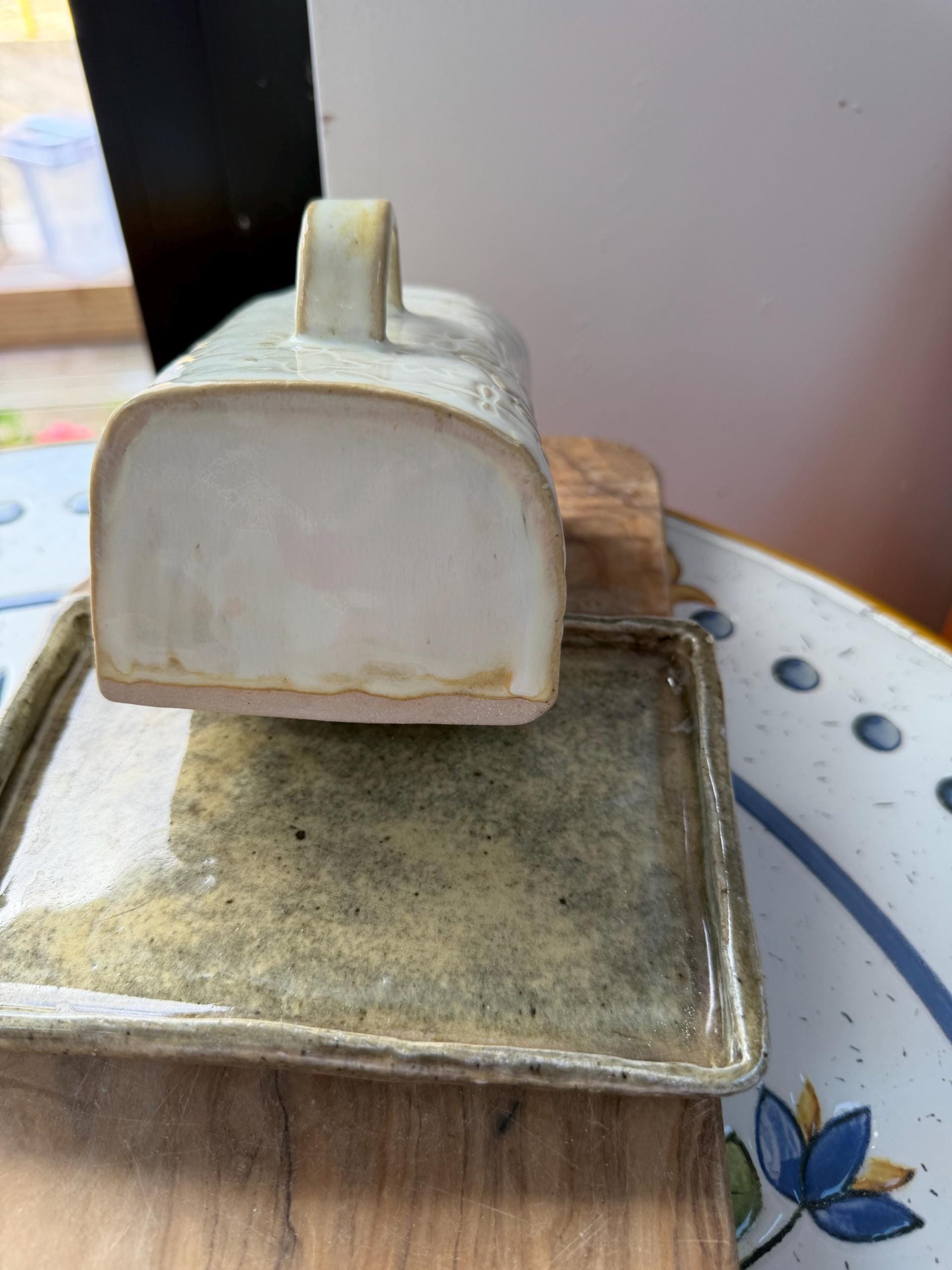 Handmade Ceramic Butter Dish cream - Image 8