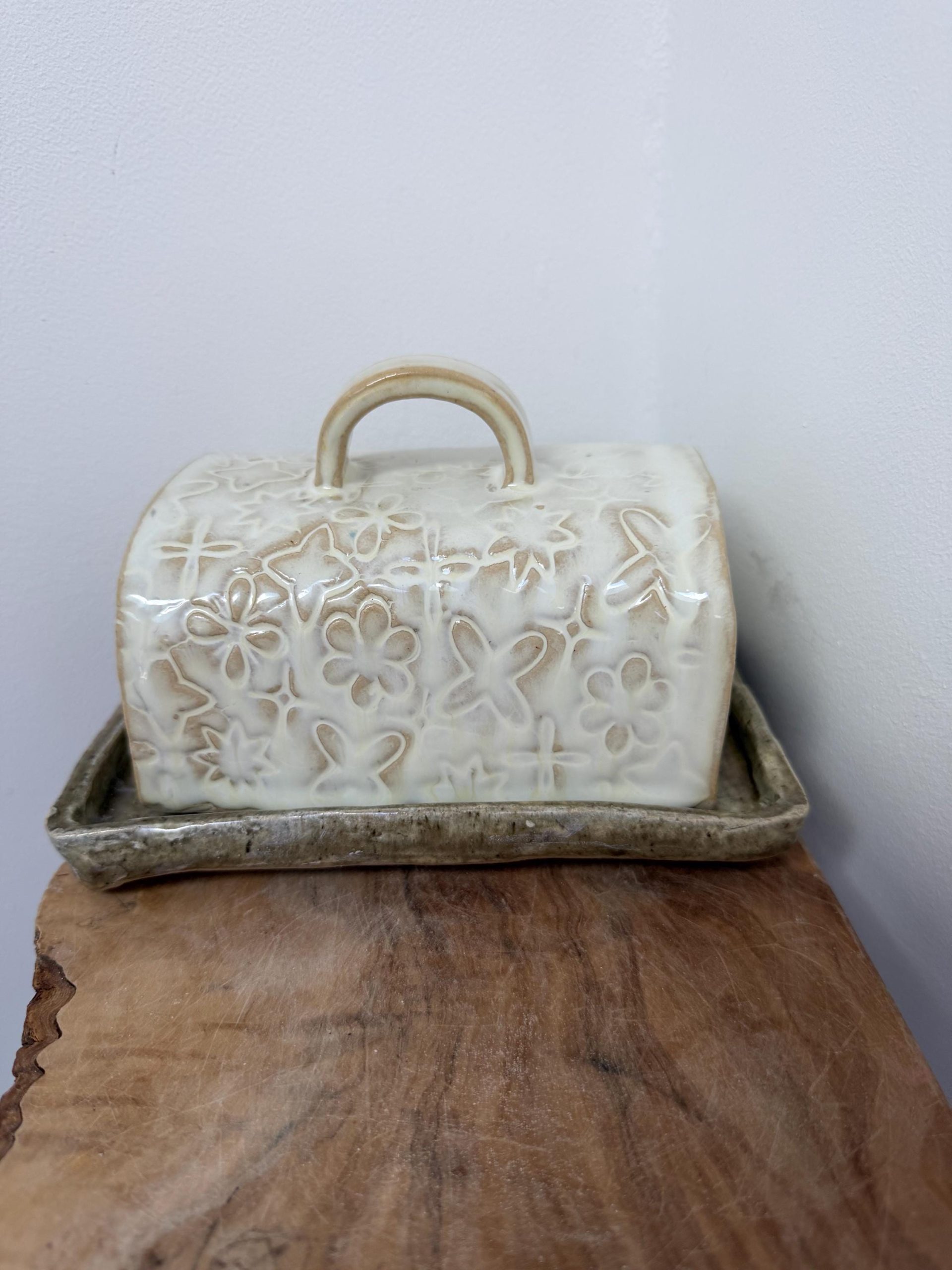 Handmade Ceramic Butter Dish cream