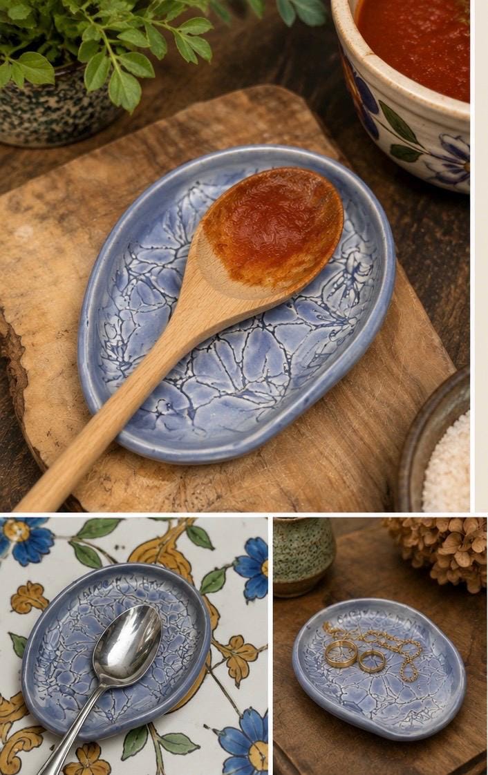 Handmade Ceramic Spoon Rest | Wheel Thrown Stoneware Kitchen Utensil Holder - Image 2