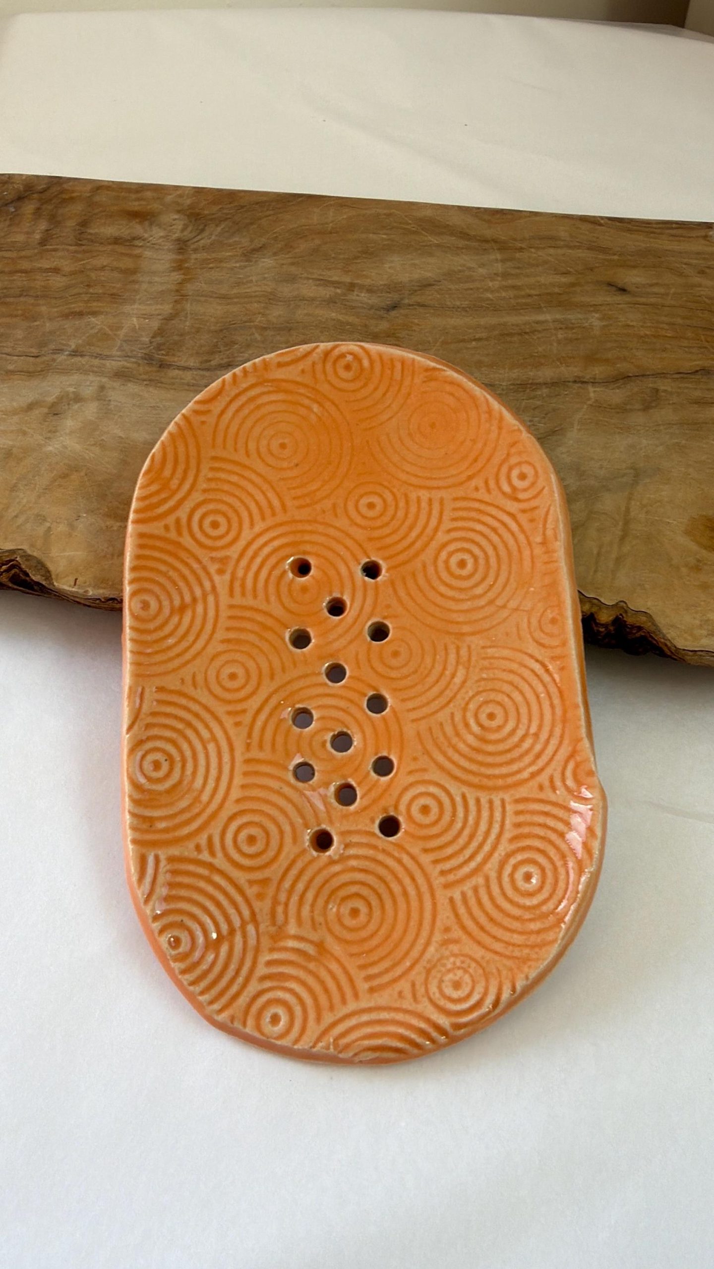 Handmade Ceramic Soap Dish orange - Image 4
