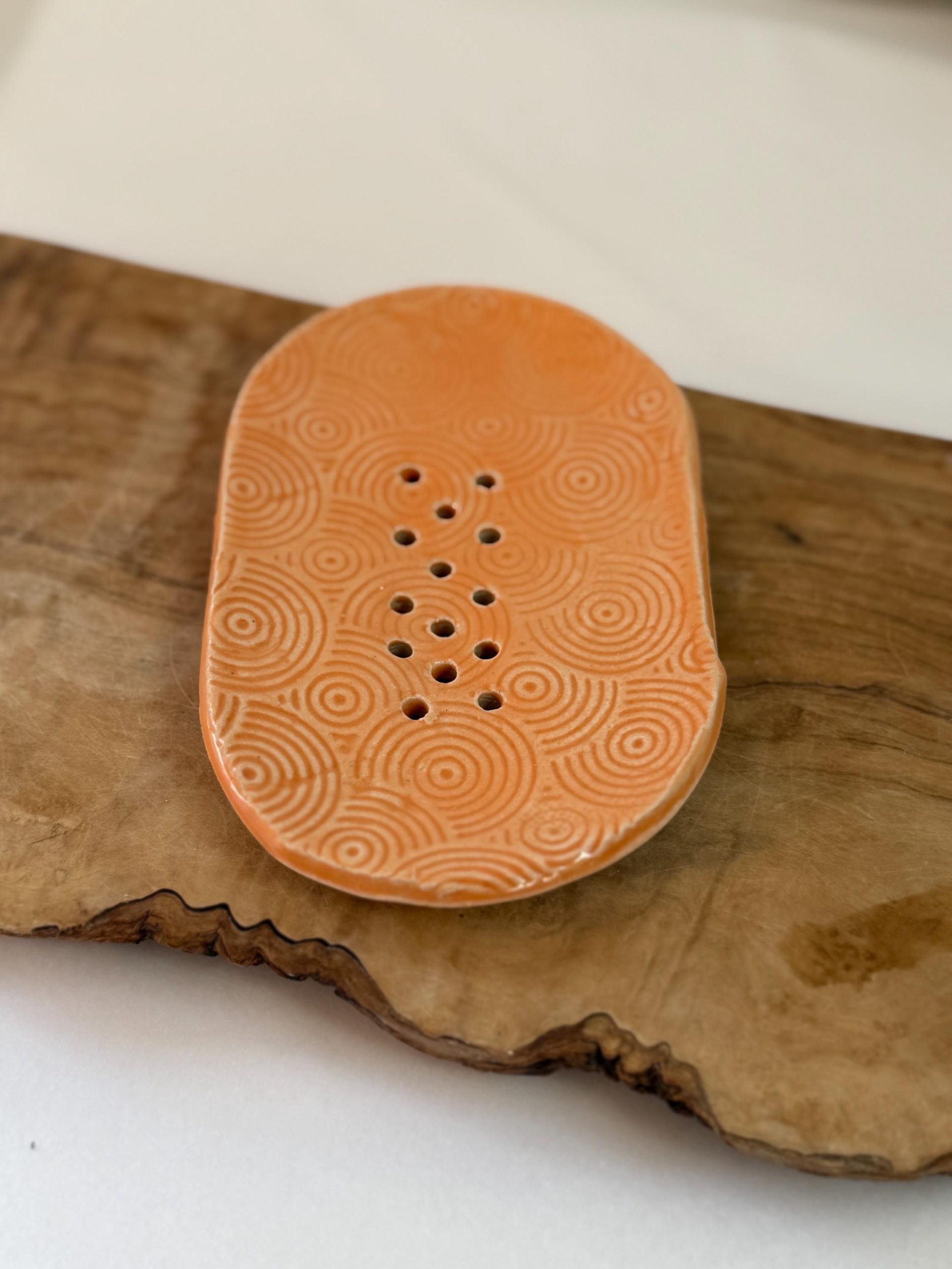 Handmade Ceramic Soap Dish orange - Image 3