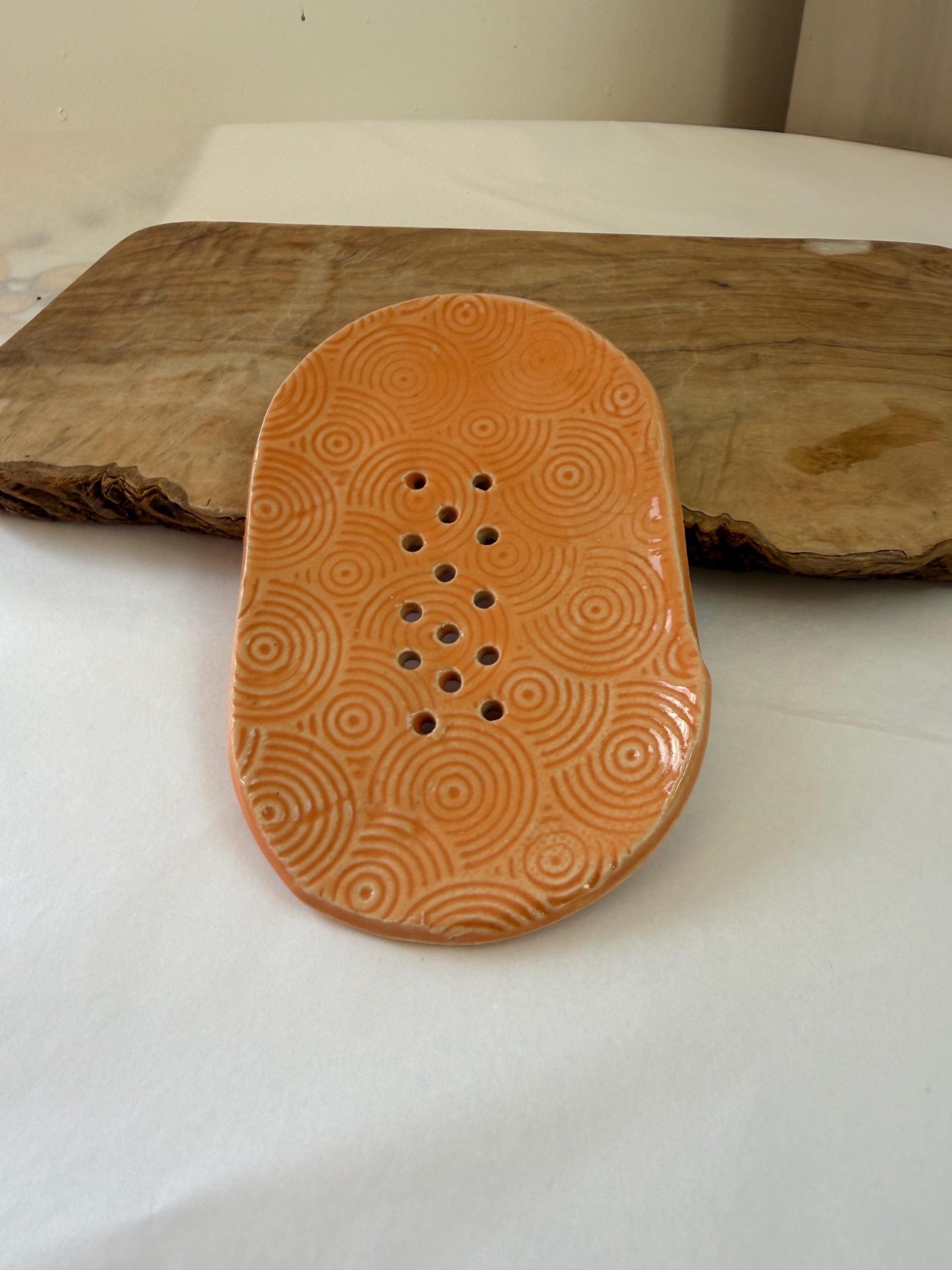 Handmade Ceramic Soap Dish orange - Image 6