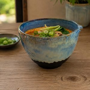 Hand Thrown Ramen, Noodle, soup, serving , mixing Bowl with chopsticks