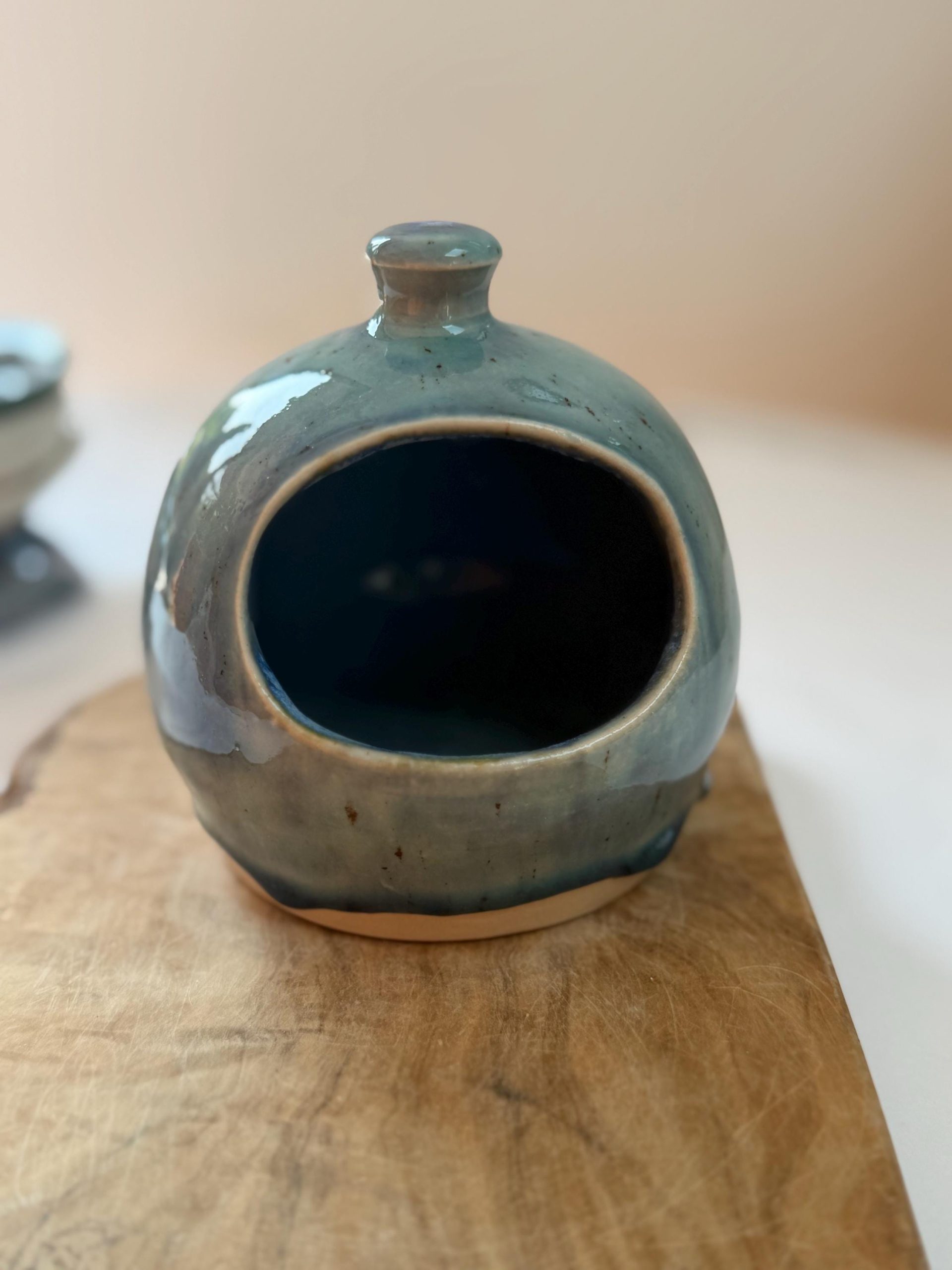 Handmade Ceramic Salt holder with Wooden Spoon, Stoneware Kitchen Holder - Image 14