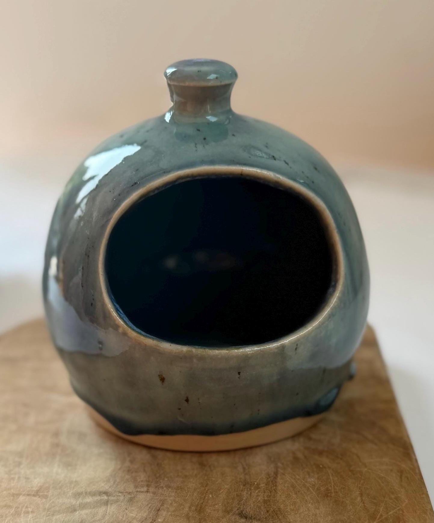 Handmade Ceramic Salt holder with Wooden Spoon, Stoneware Kitchen Holder - Image 6