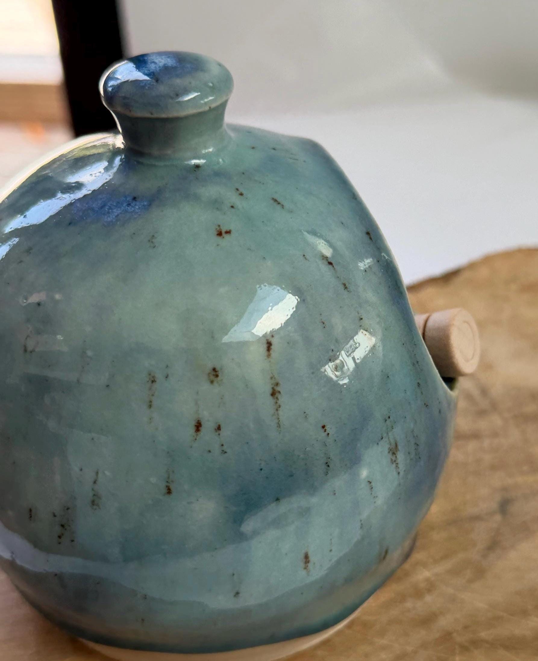 Handmade Ceramic Salt holder with Wooden Spoon, Stoneware Kitchen Holder - Image 10