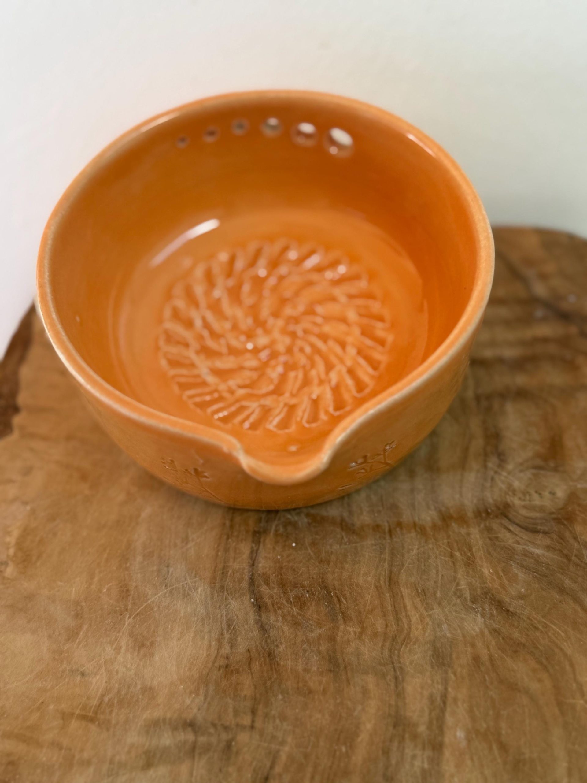 Handmade Ceramic Herb Stripper Garlic Grater Bowl, Kitchen Tool, Dressing Dish orange - Image 11
