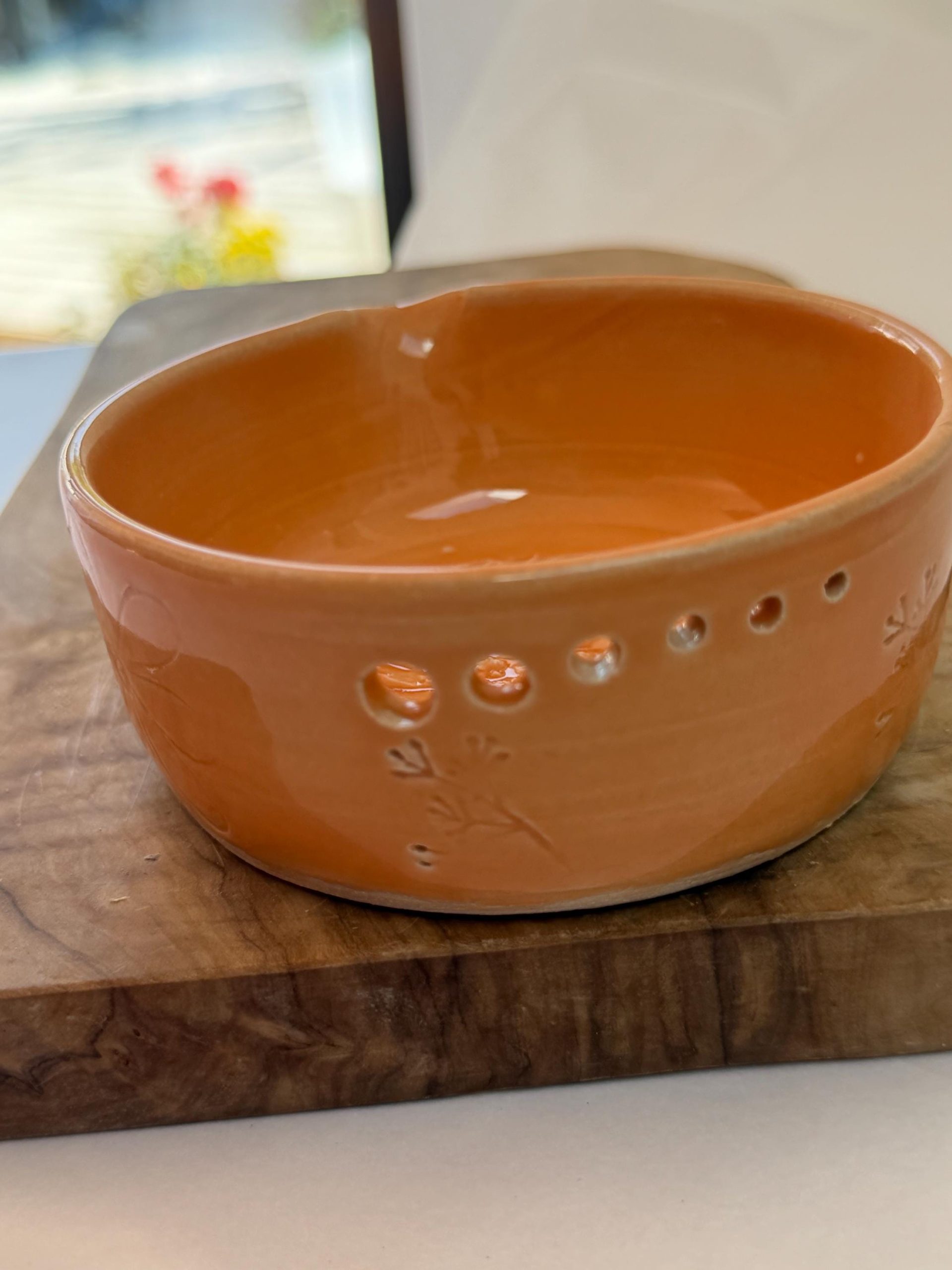 Handmade Ceramic Herb Stripper Garlic Grater Bowl, Kitchen Tool, Dressing Dish orange - Image 12