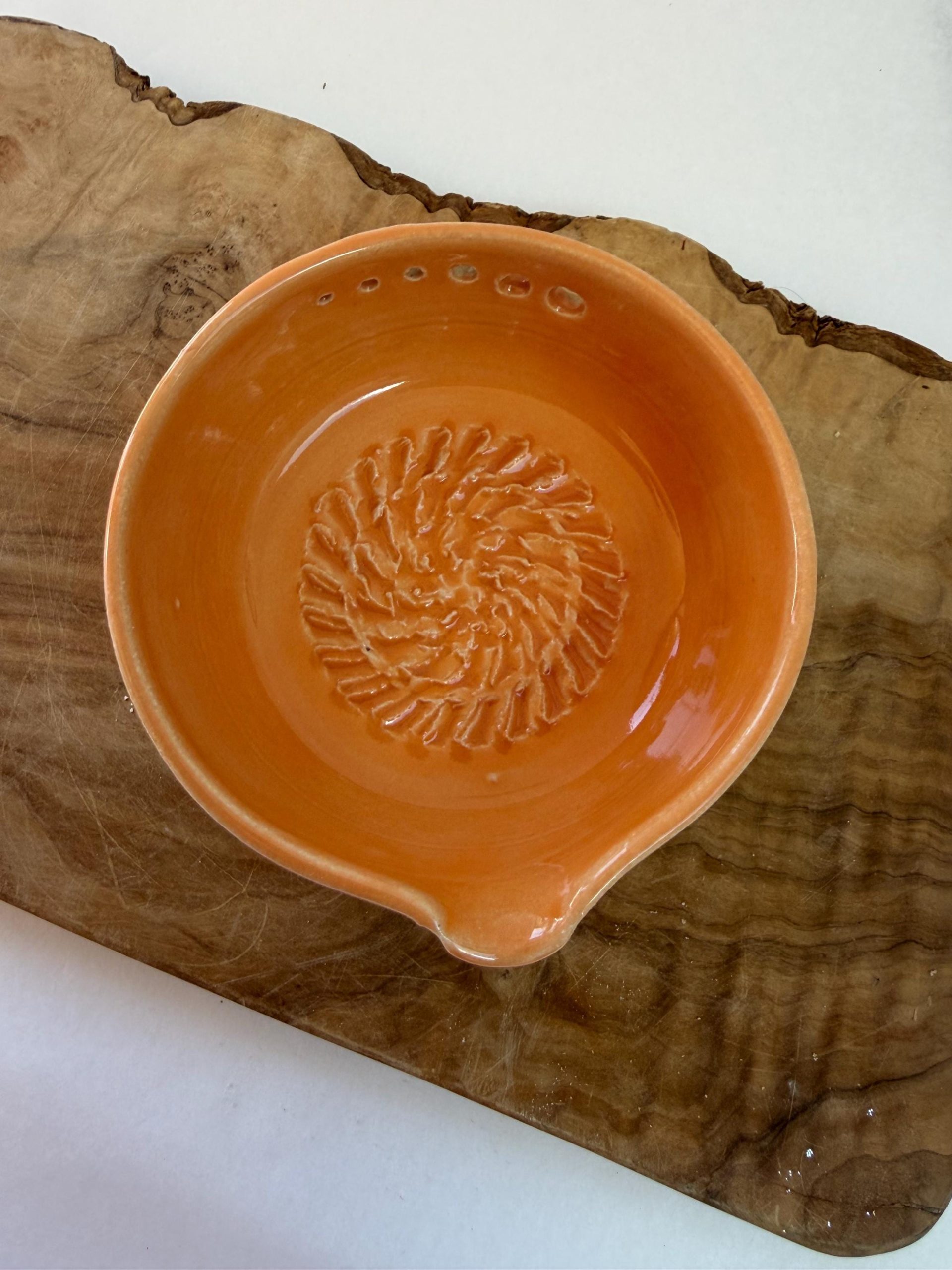 Handmade Ceramic Herb Stripper Garlic Grater Bowl, Kitchen Tool, Dressing Dish orange - Image 15