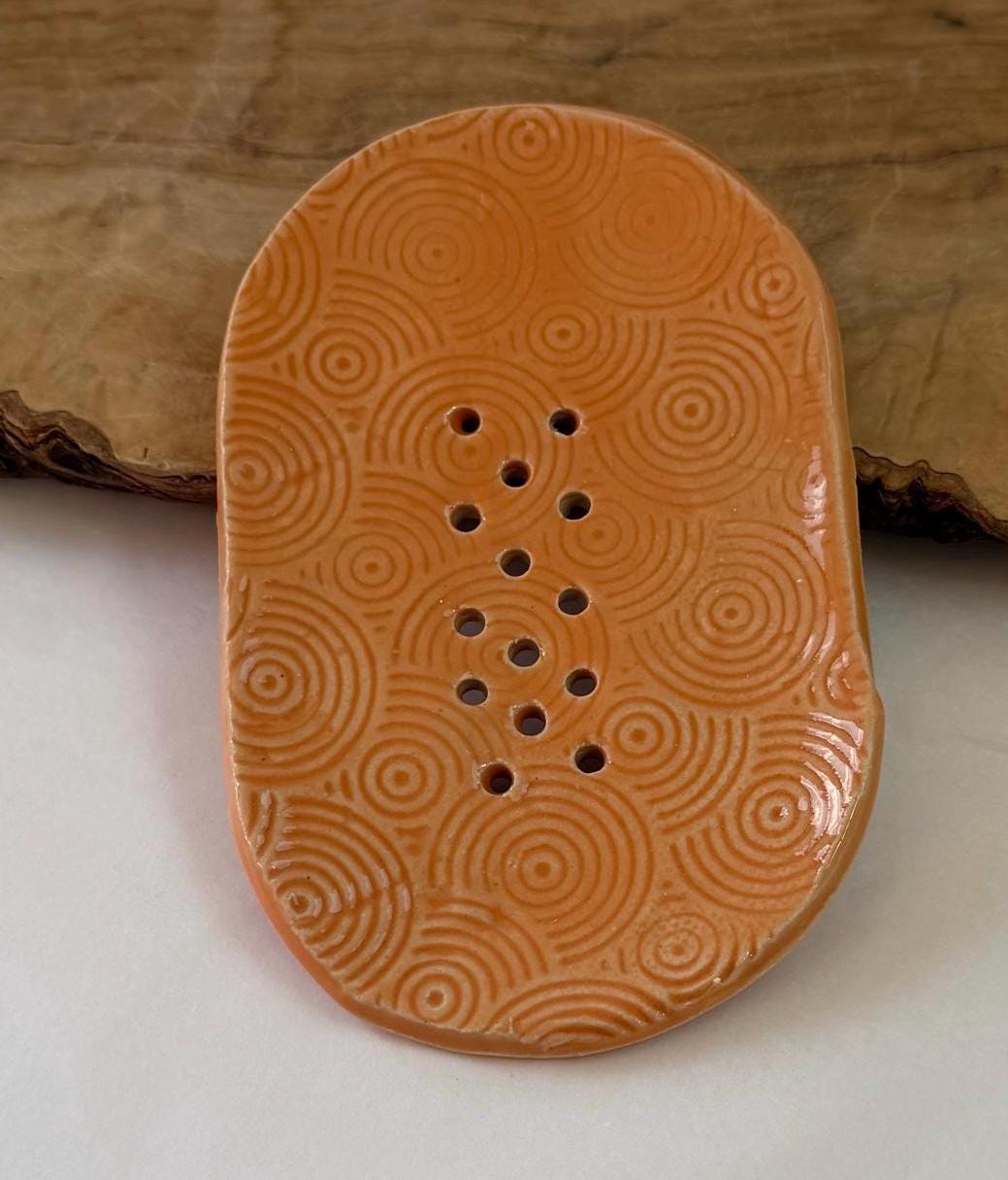 Handmade Ceramic Soap Dish orange - Image 8