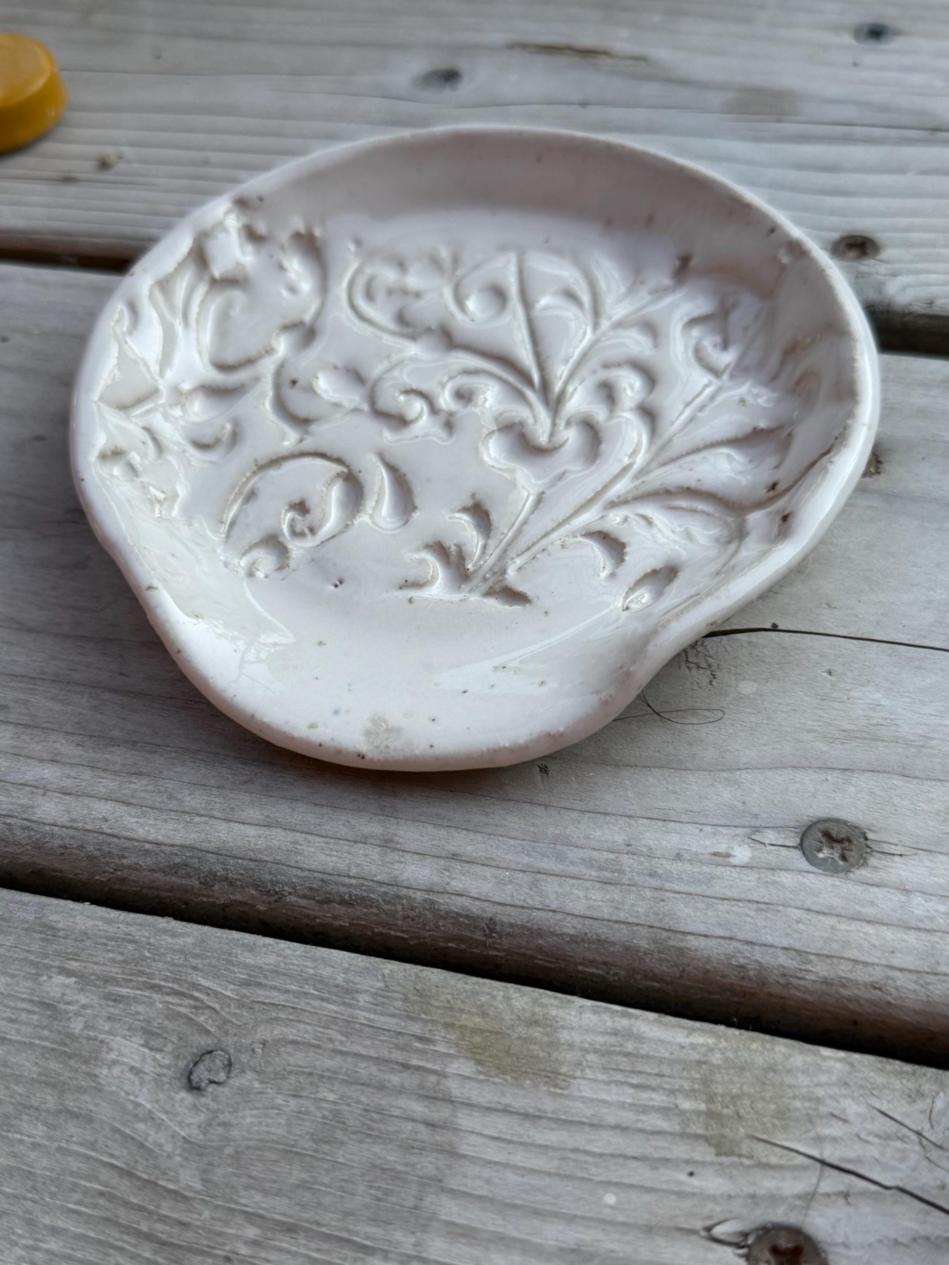 Handmade Ceramic Spoon Rest white - Image 3