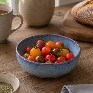 Handmade Wheel Thrown Stoneware Bowl, Rustic Ceramic Dessert Dish, Lavender Glaze