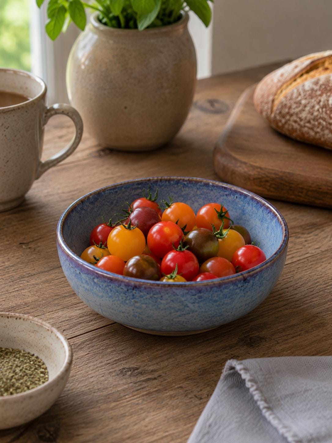 Handmade Wheel Thrown Stoneware Bowl, Rustic Ceramic Dessert Dish, Lavender Glaze