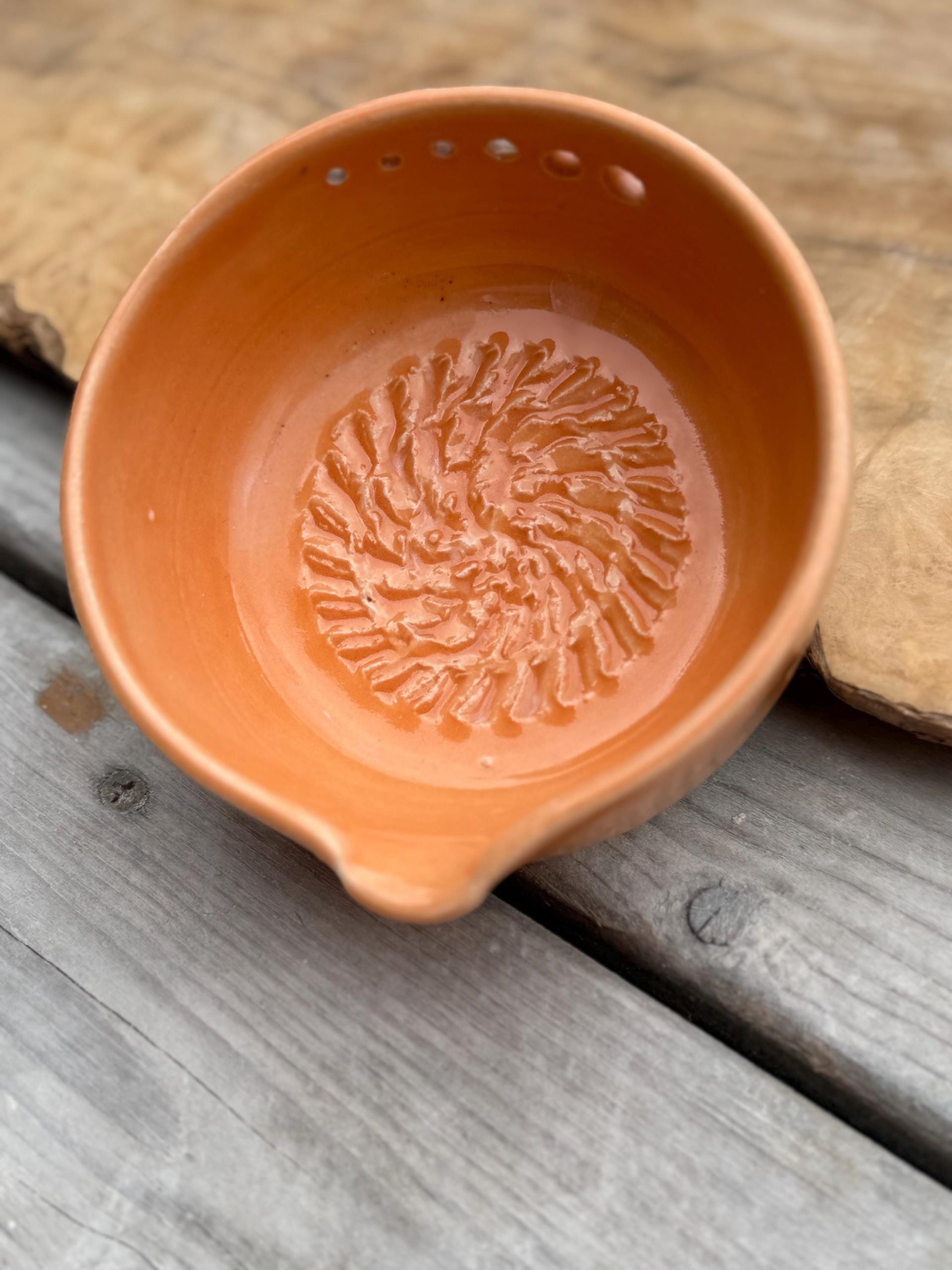 Handmade Ceramic Herb Stripper Garlic Grater Bowl, Kitchen Tool, Dressing Dish orange - Image 19